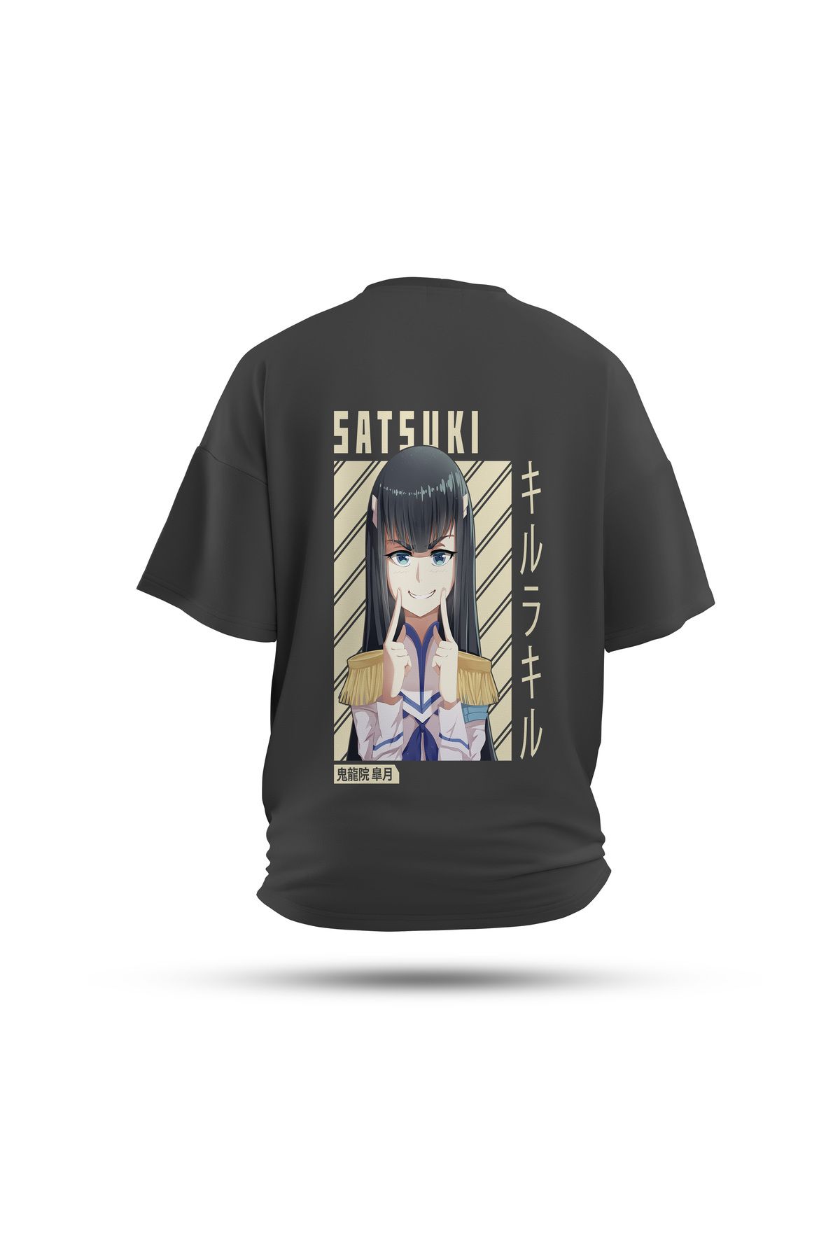 Zestia Unisex T-Shirt, Kill La Kill Anime Sırt Baskılı, Regular, %100 Pamuk, Antrasit T-Shirt No: 00168