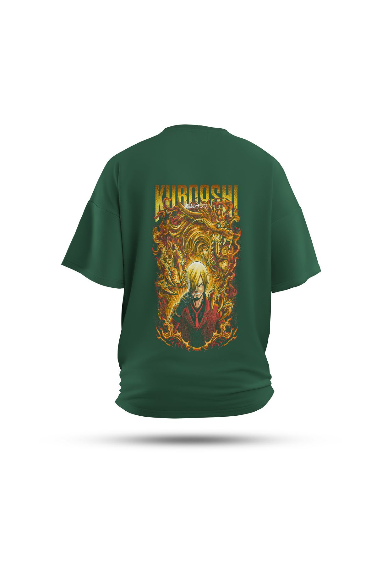 Zestia Unisex T-Shirt, One Piece Anime Sırt Baskılı, Regular, %100 Pamuk, Yeşil T-Shirt No: 00144