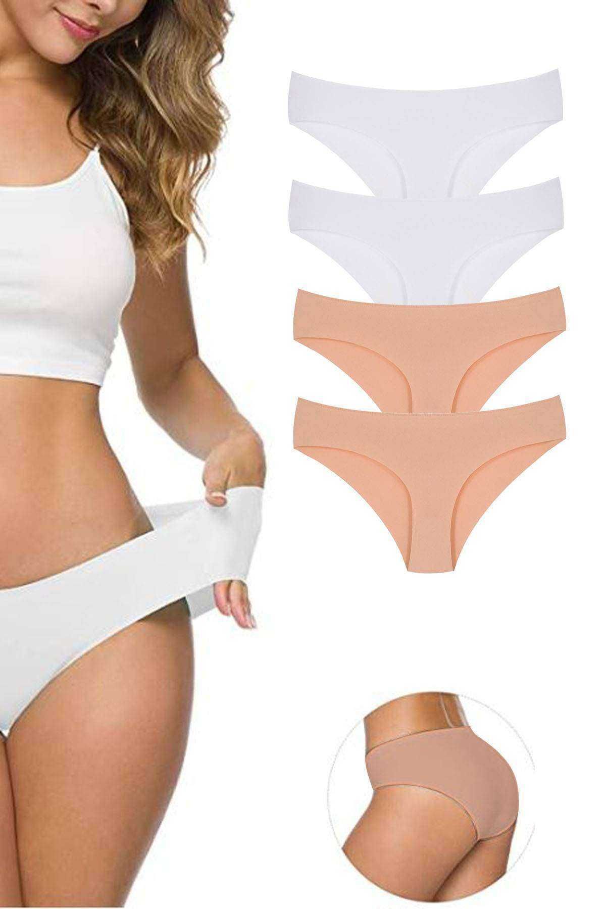 Shop58 4 Adet Kadın Dikişsiz Lazer Kesim Esnek İz yapmayan Külot S3