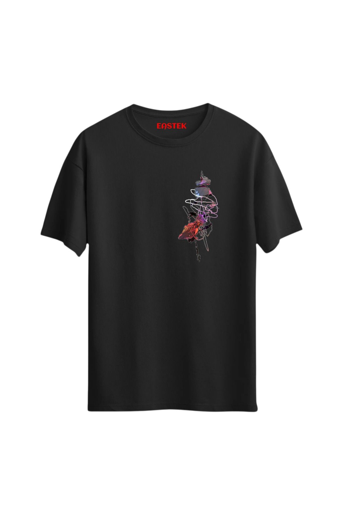 Eastek Abstract Line Minimal Baskılı Tasarım T-Shirt