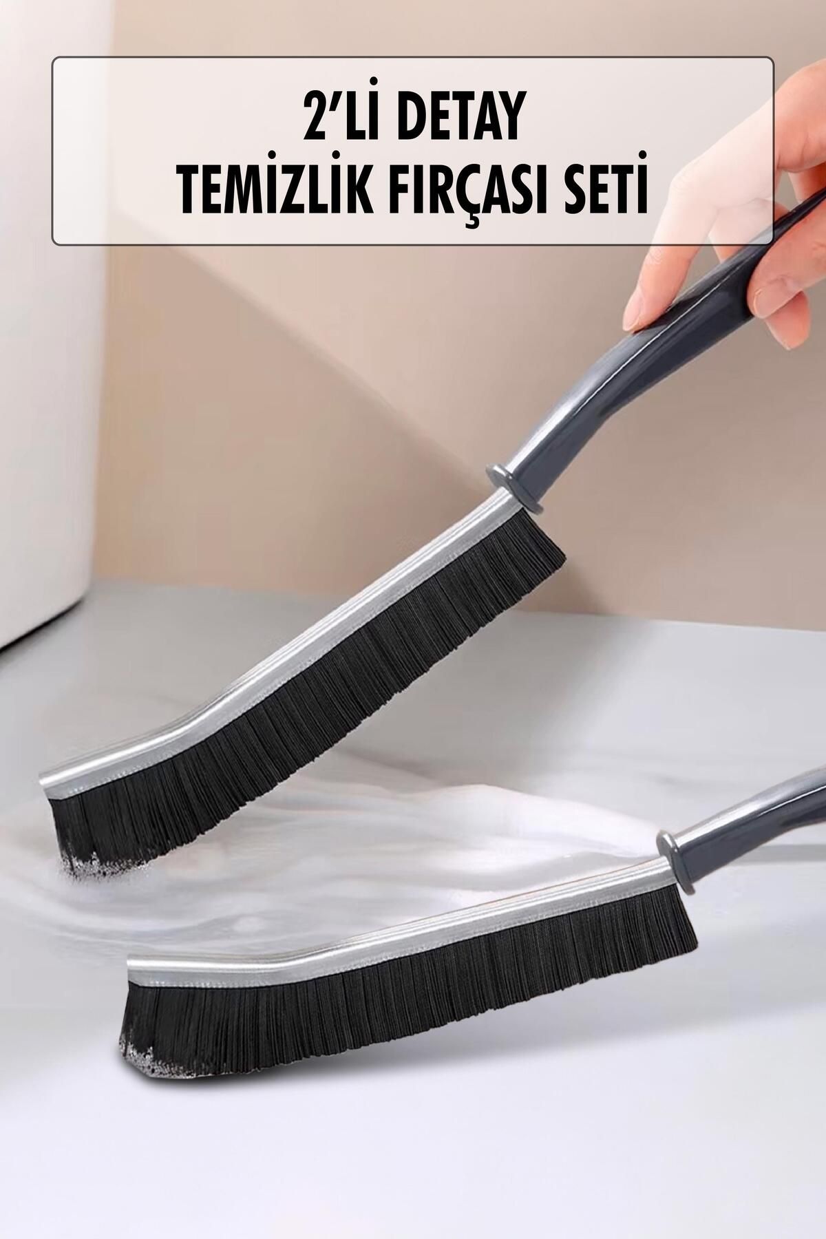 Shop58 2 Li Çok Amaçlı Temizlik Fırçası & Derz Fırçası & Mutfak Banyo Temizlik Fırçası
