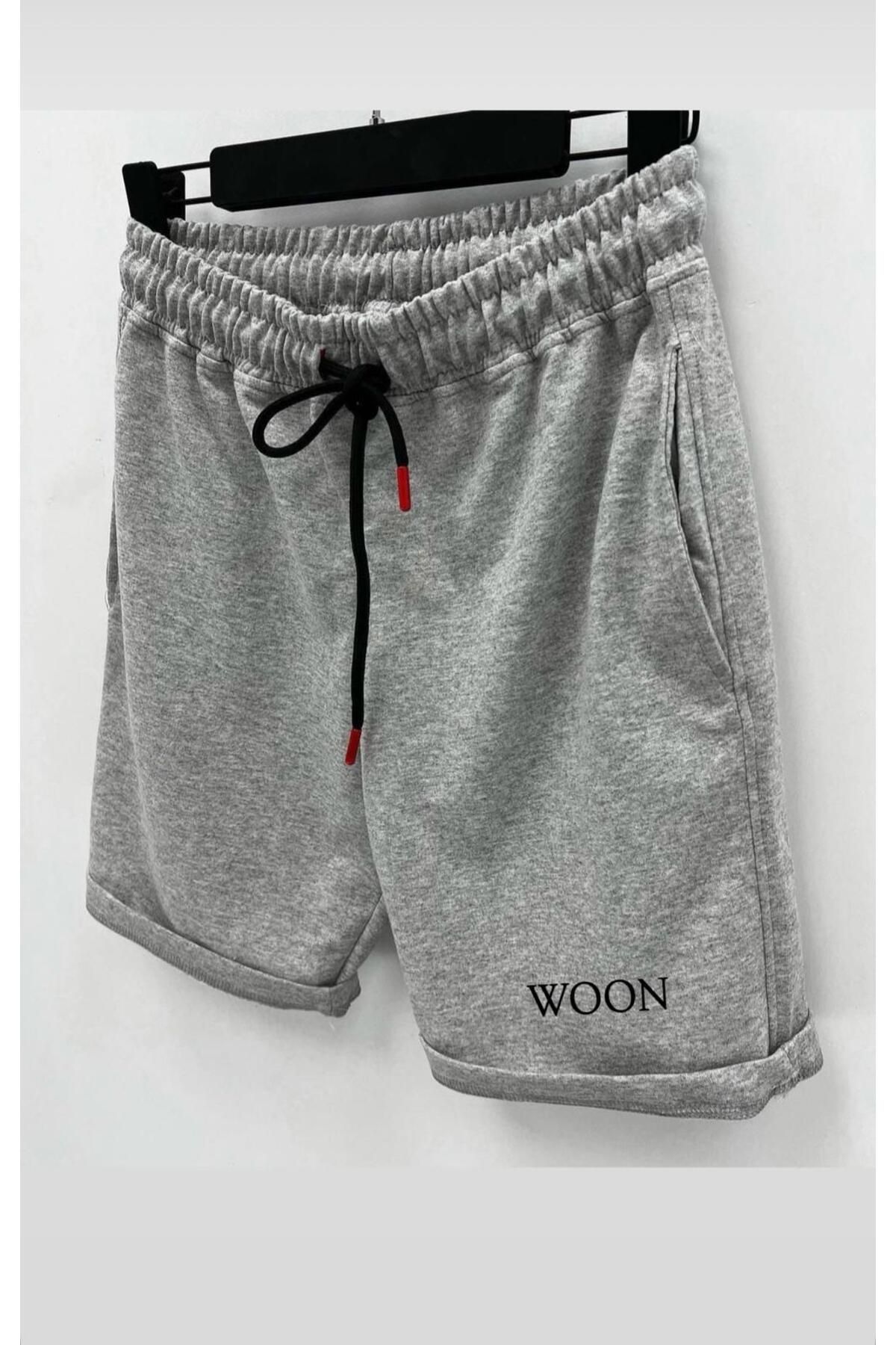 woonkey UNISEX BEL LASTİKLİ GRİ YAZLIK TREND ŞORT
