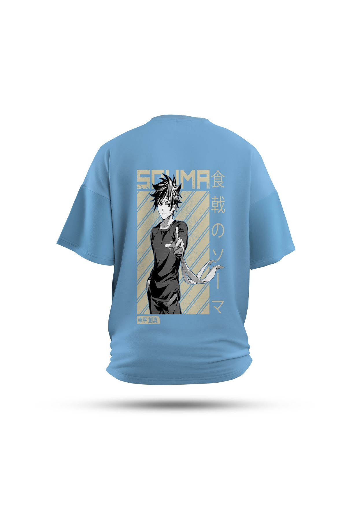 Zestia Unisex T-Shirt, Food Wars Anime Sırt Baskılı, Regular, %100 Pamuk, Mavi T-Shirt No: 00158