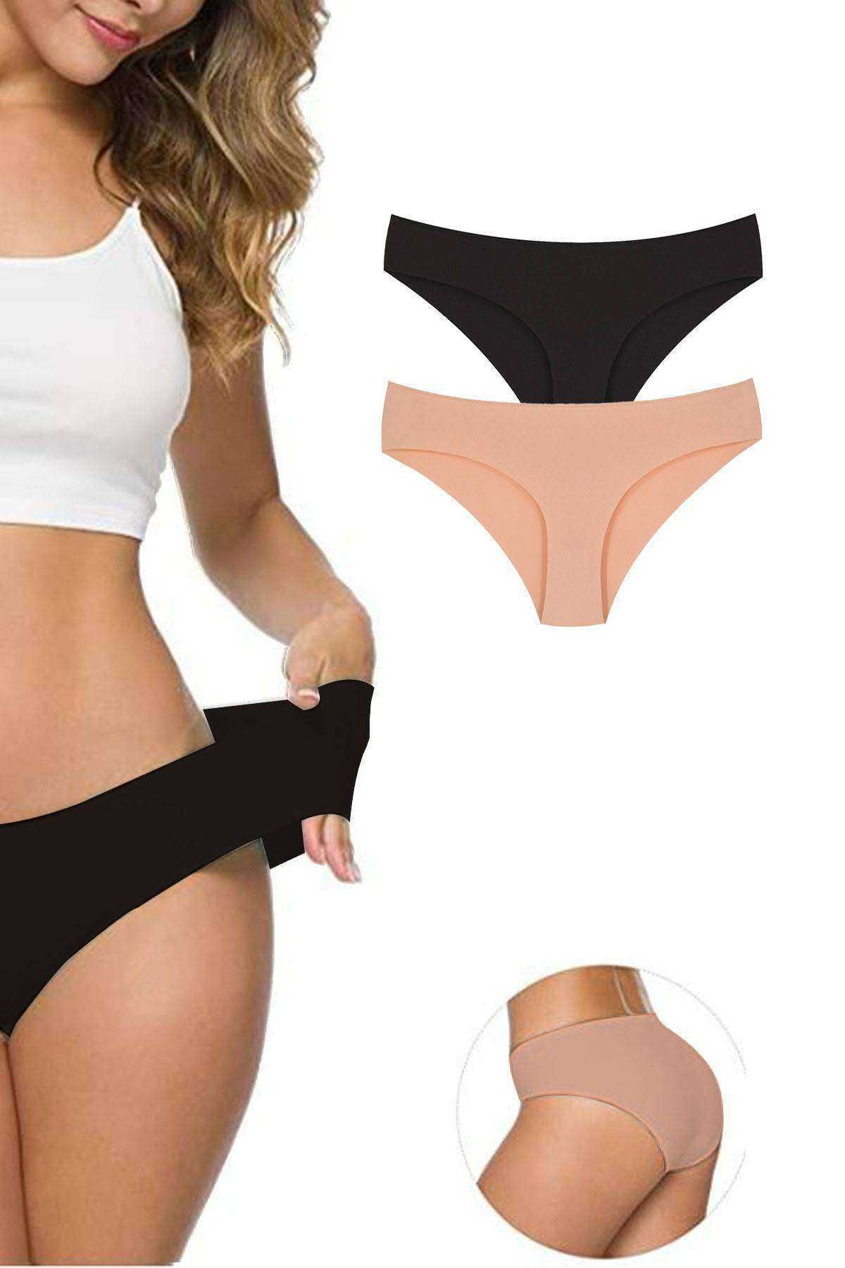Shop58 2 Adet Kadın Dikişsiz Lazer Kesim Esnek İz yapmayan Külot S2