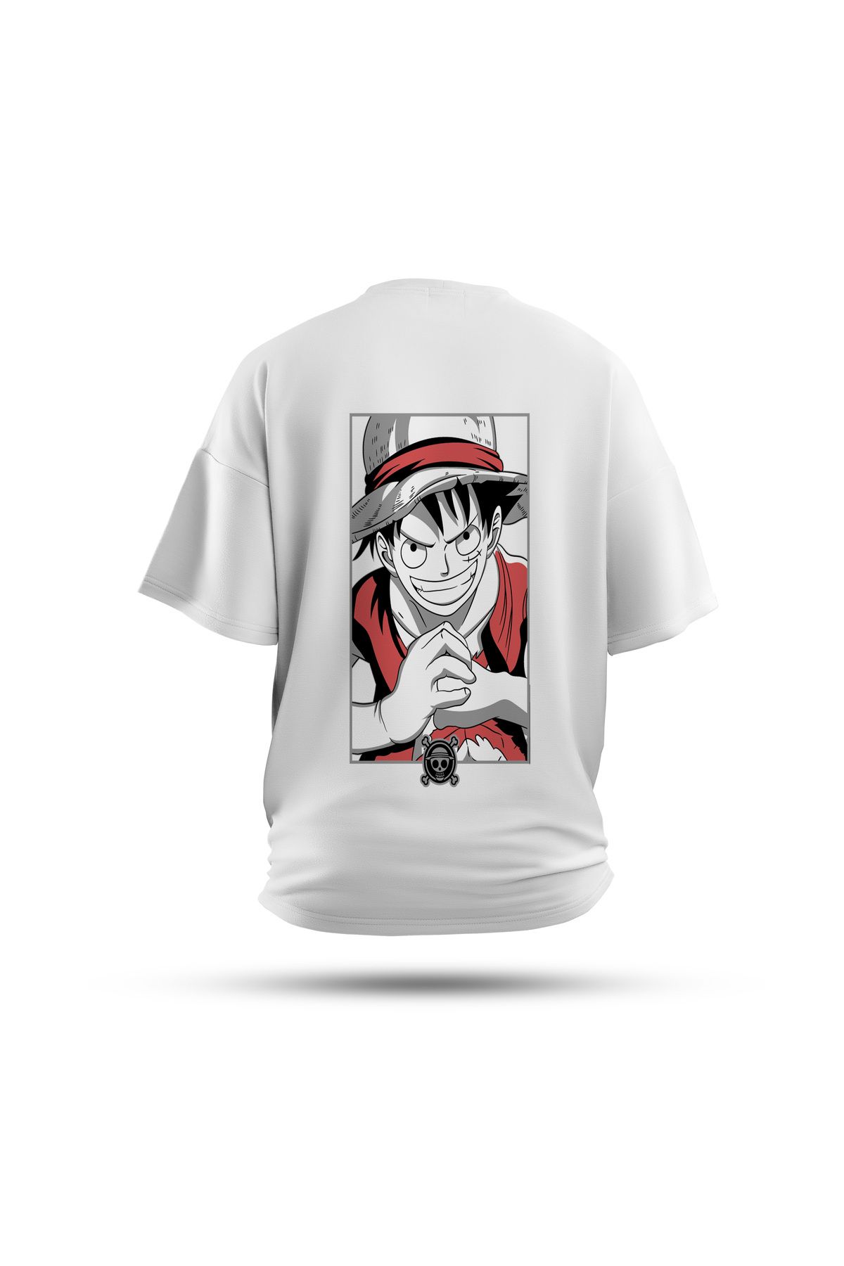 Zestia Unisex T-Shirt, One Piece Luffy Anime Sırt Baskılı, Regular, %100 Pamuk, Beyaz T-Shirt No: 00142