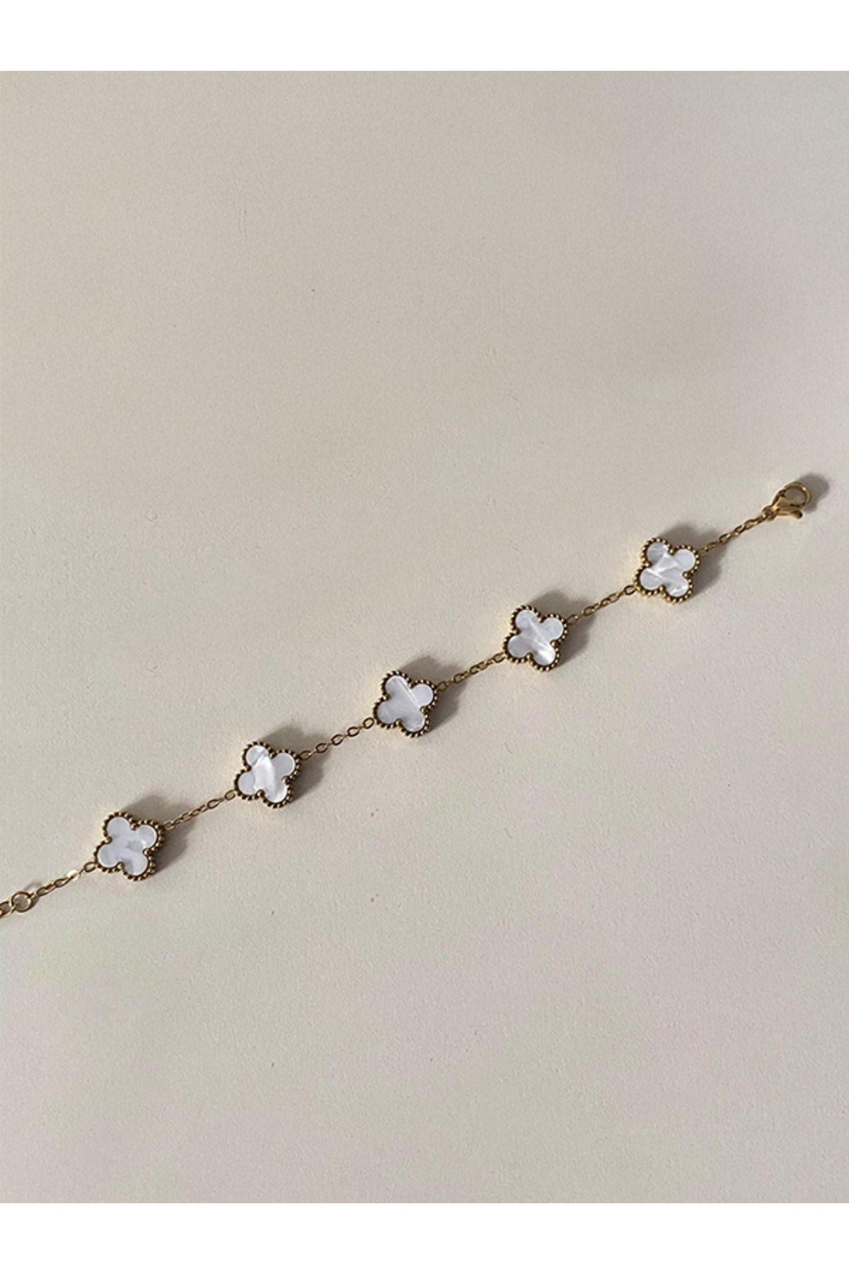 MODA Gold Van Cleef Beyaz Bileklik