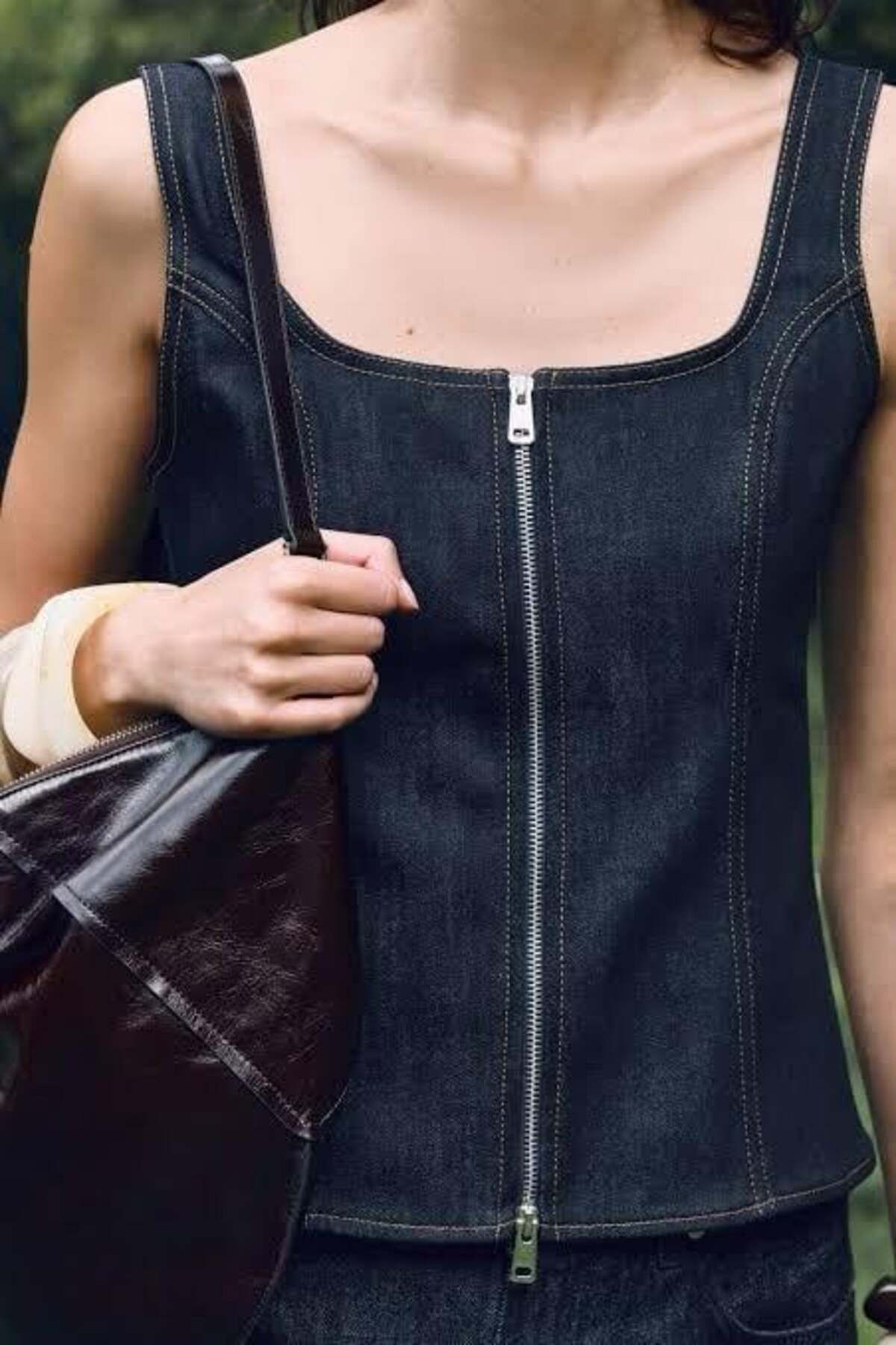 Yuksektopuklarboutique ZR İki Fermuarlı Kot Bluz