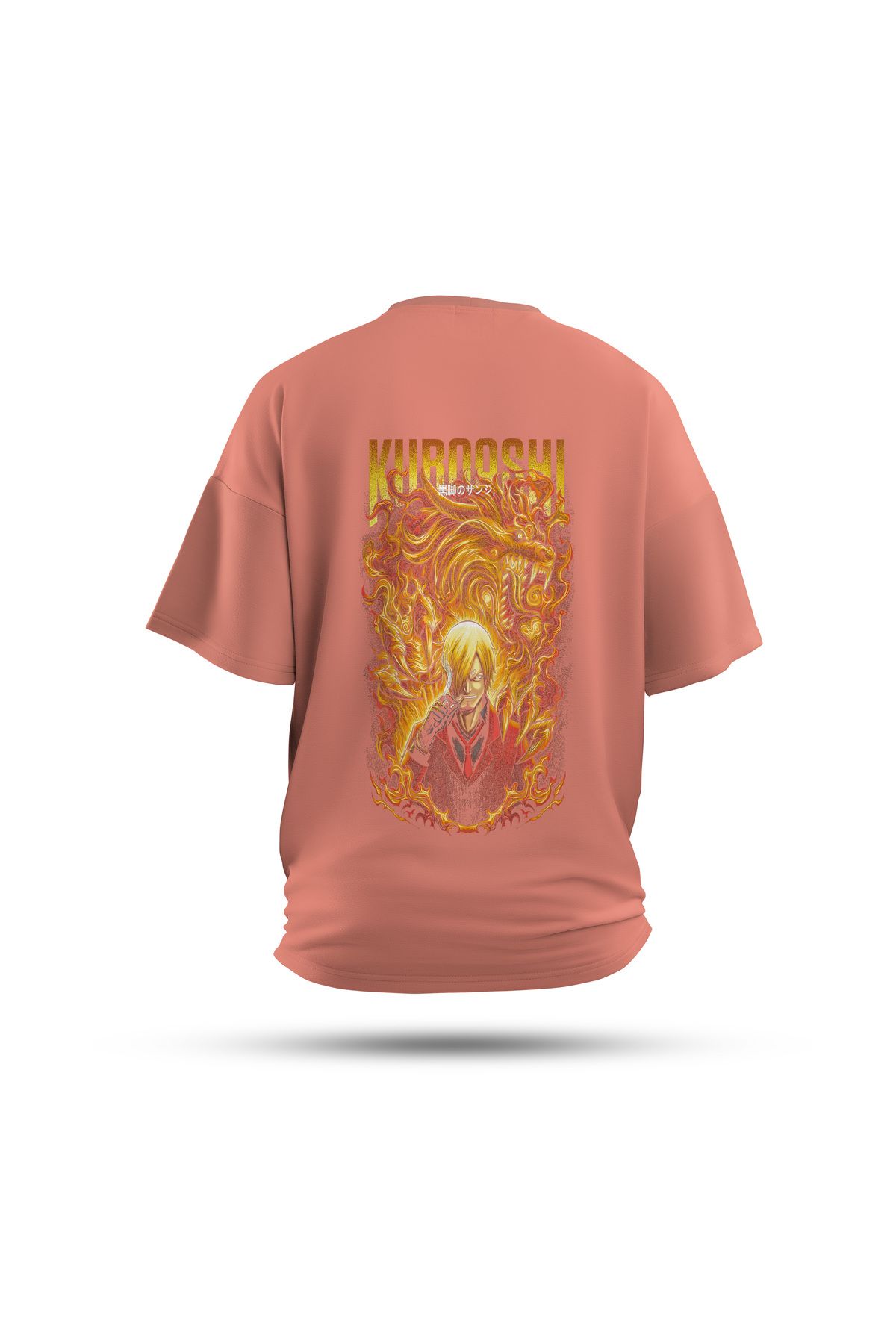 Zestia Unisex T-Shirt, One Piece Anime Sırt Baskılı, Regular, %100 Pamuk, Somon T-Shirt No: 00144