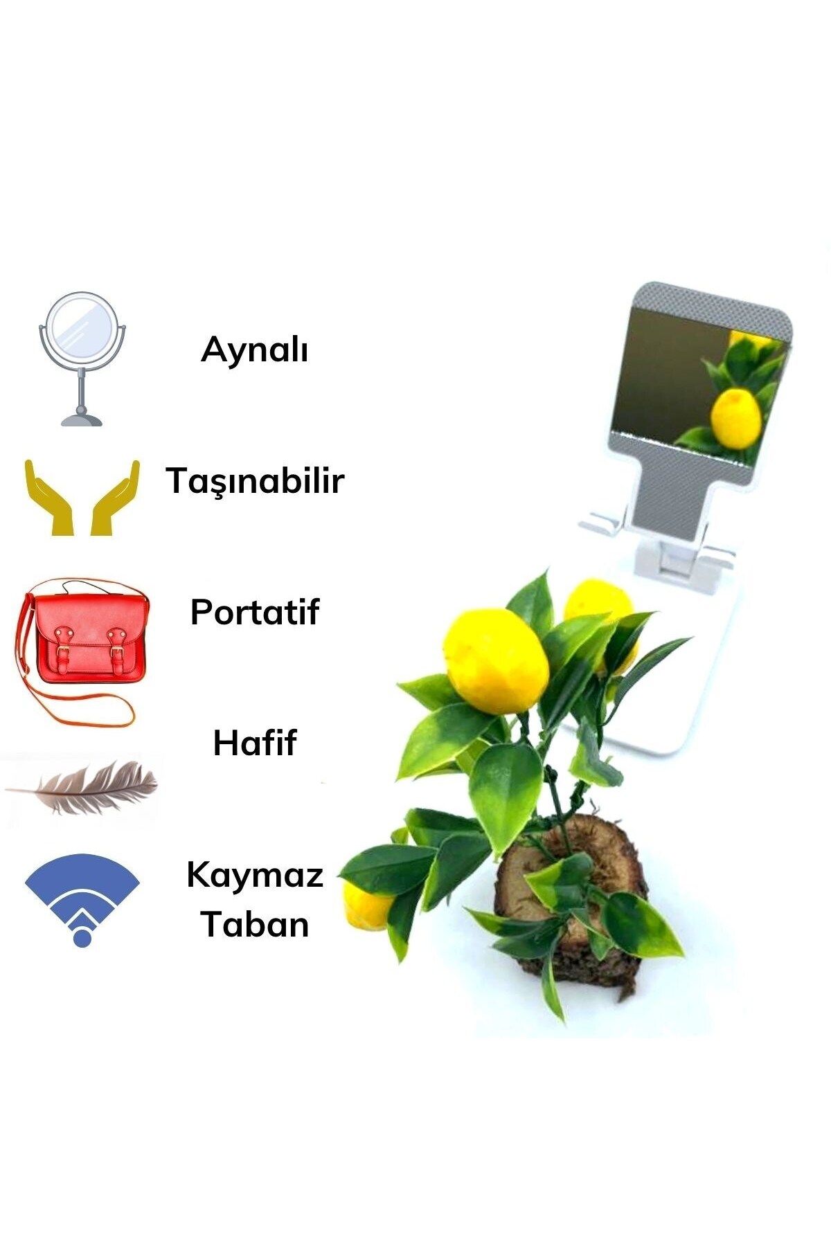 Emperium Siyah Aynalı Cep Telefonu Sabitleyici Stand Katlanabilir Ayarlanabilir Telefon Standı (5122)