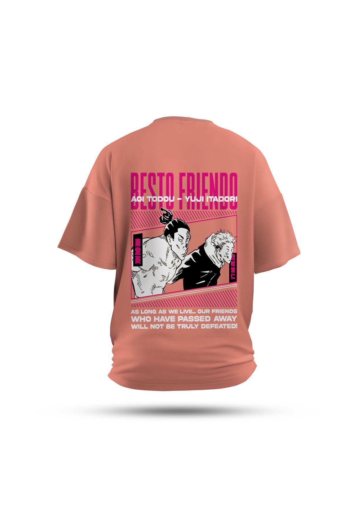 Zestia Unisex T-Shirt, Jujutsu Kaisen Anime Sırt Baskılı, Regular, %100 Pamuk, Somon T-Shirt No: 00160