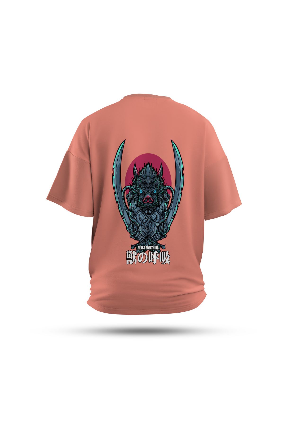 Zestia Unisex T-Shirt, Demon Slayer Anime Sırt Baskılı, Regular, %100 Pamuk, Somon T-Shirt No: 00171