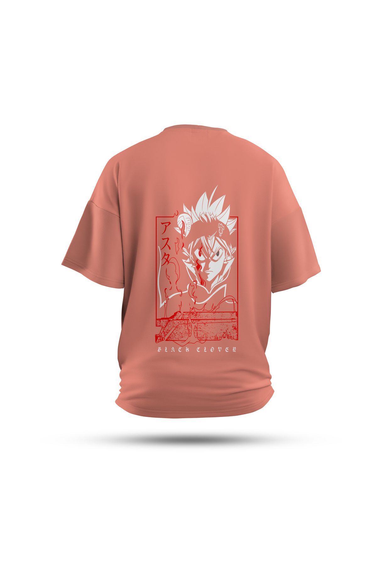 Zestia Unisex T-Shirt, Black Clower Asta Anime Sırt Baskılı, Regular, %100 Pamuk, Somon T-Shirt No: 00162