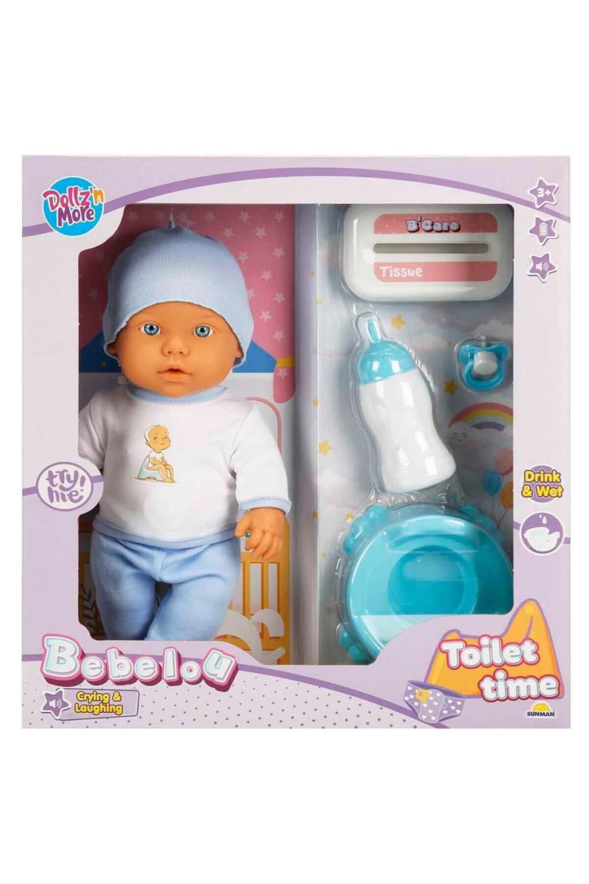 NEZADE STORE 1030141 Sesli Bebelou Tuvalet Zamanı Bebek Seti 32 cm -Sunman