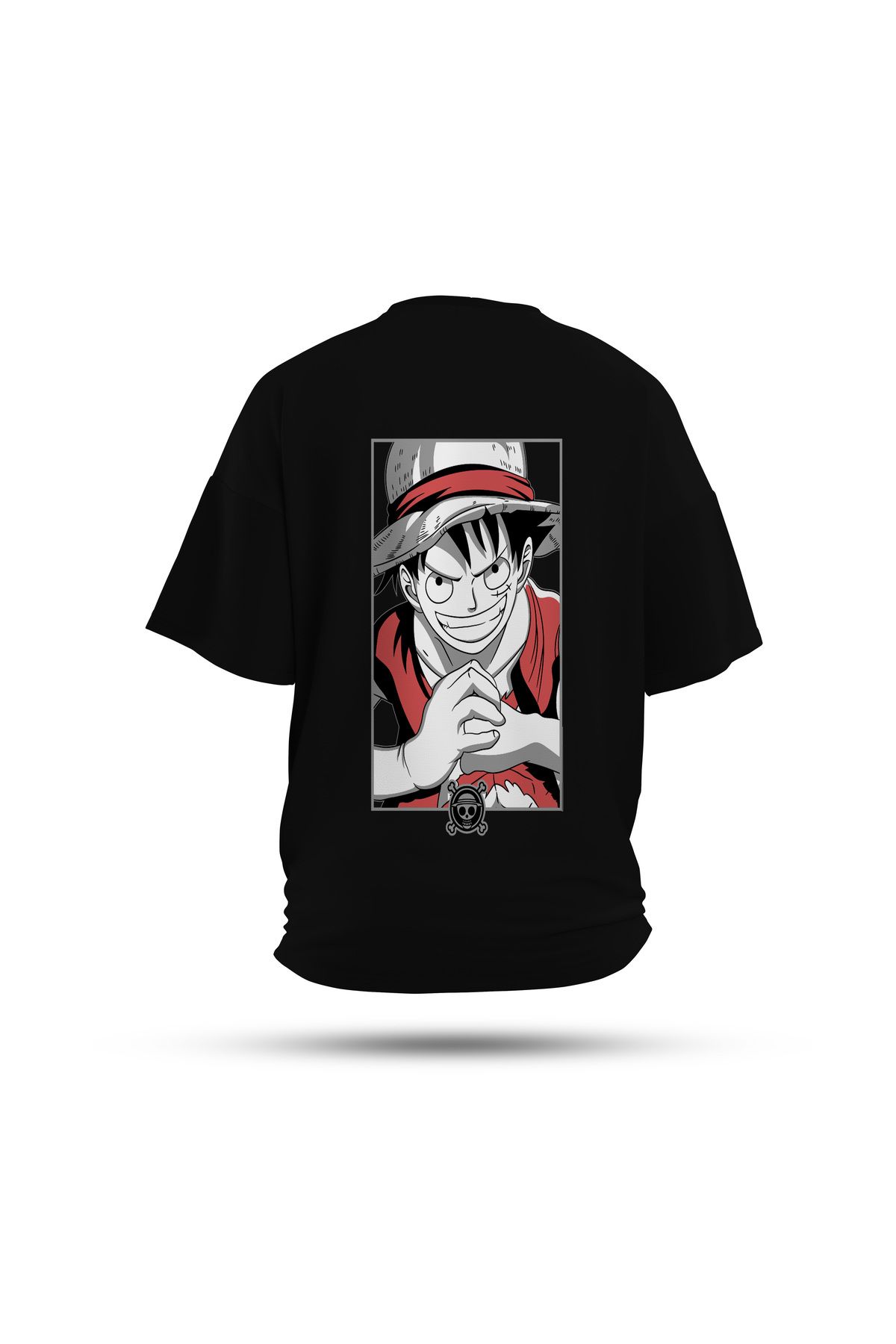 Zestia Unisex T-Shirt, One Piece Luffy Anime Sırt Baskılı, Regular, %100 Pamuk, Siyah T-Shirt No: 00142