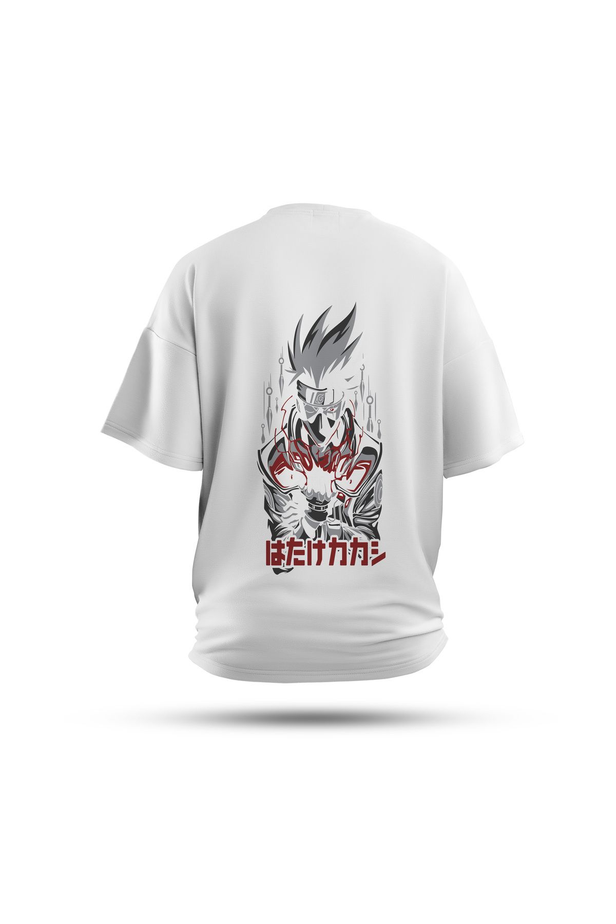 Zestia Unisex T-Shirt, Naruto Anime Sırt Baskılı, Regular, %100 Pamuk, Beyaz T-Shirt No: 00172