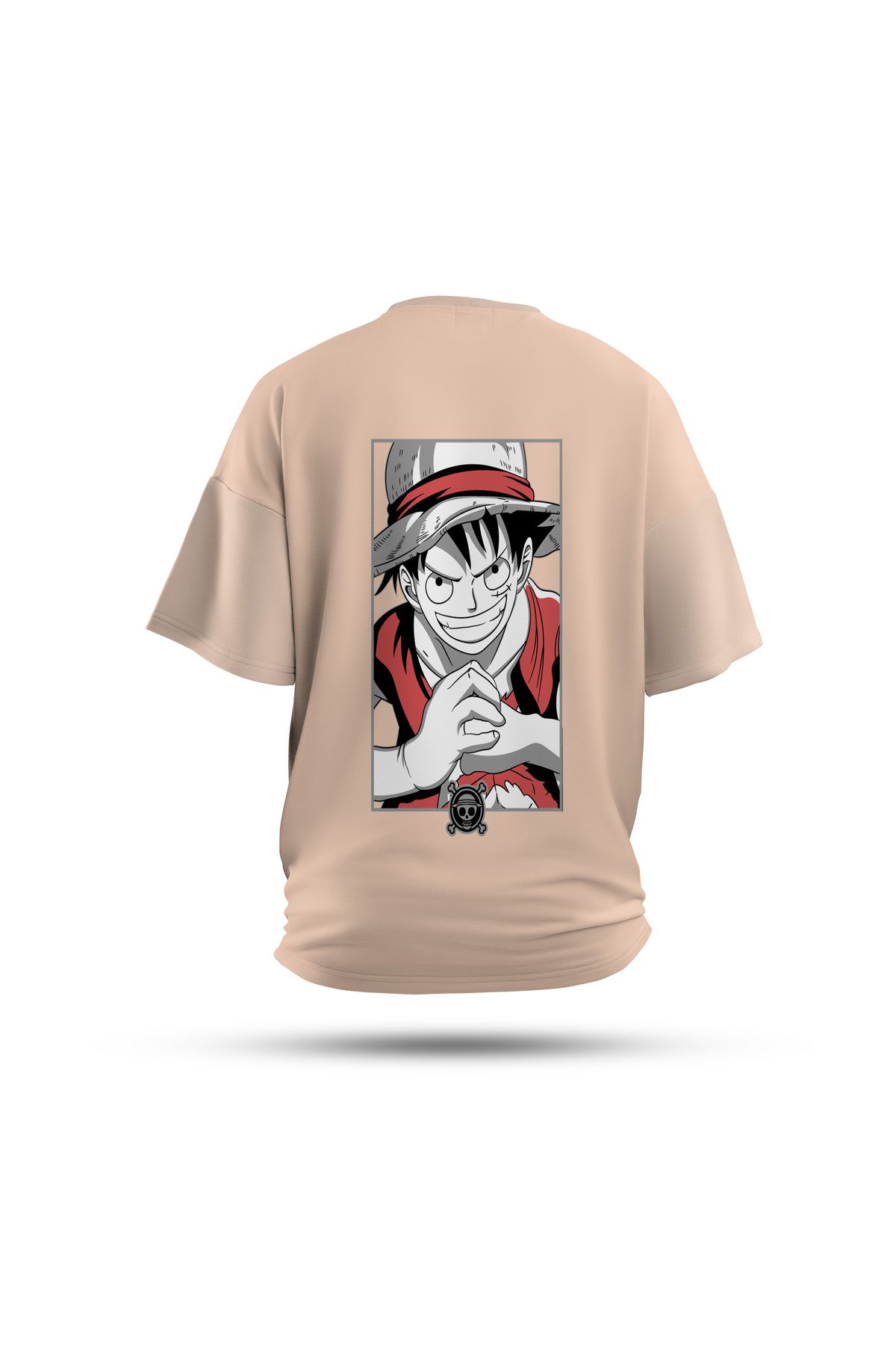 Zestia Unisex T-Shirt, One Piece Luffy Anime Sırt Baskılı, Regular, %100 Pamuk, Krem T-Shirt No: 00142
