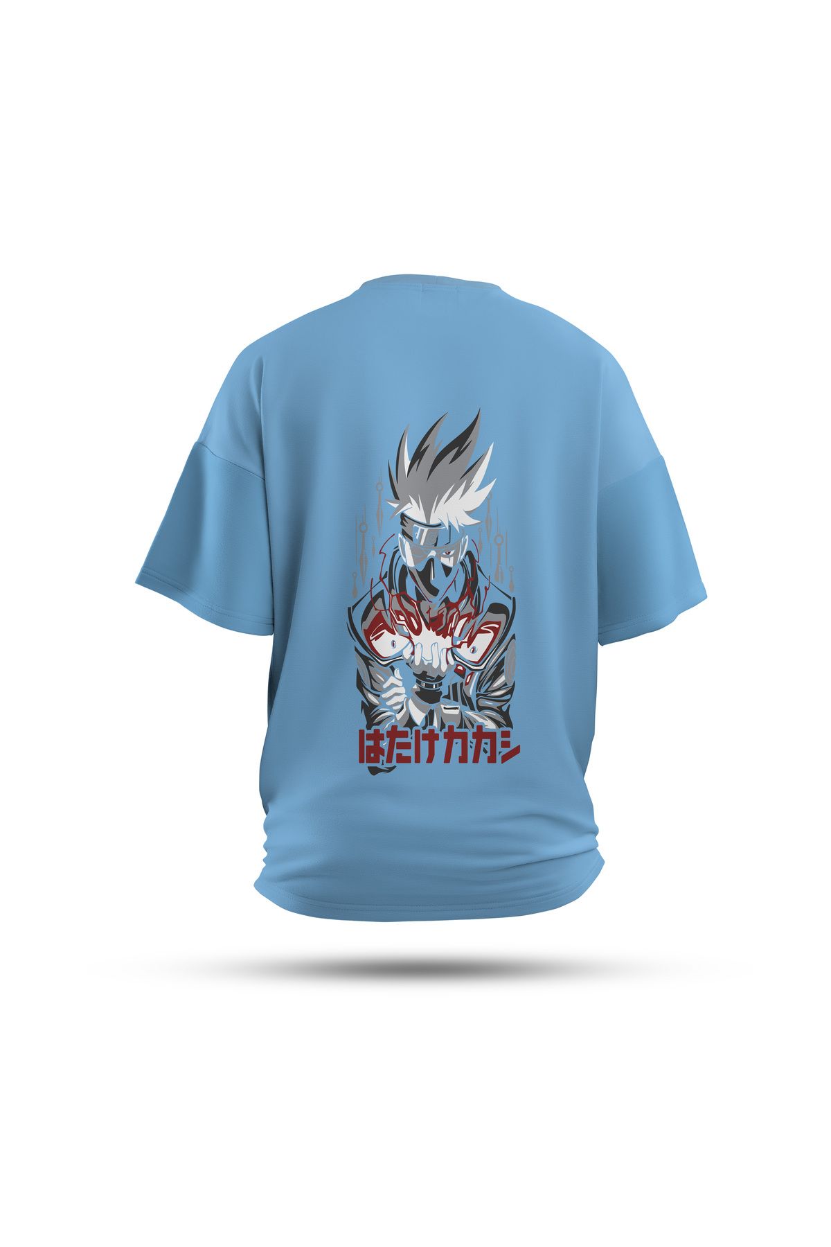 Zestia Unisex T-Shirt, Naruto Anime Sırt Baskılı, Regular, %100 Pamuk, Mavi T-Shirt No: 00172
