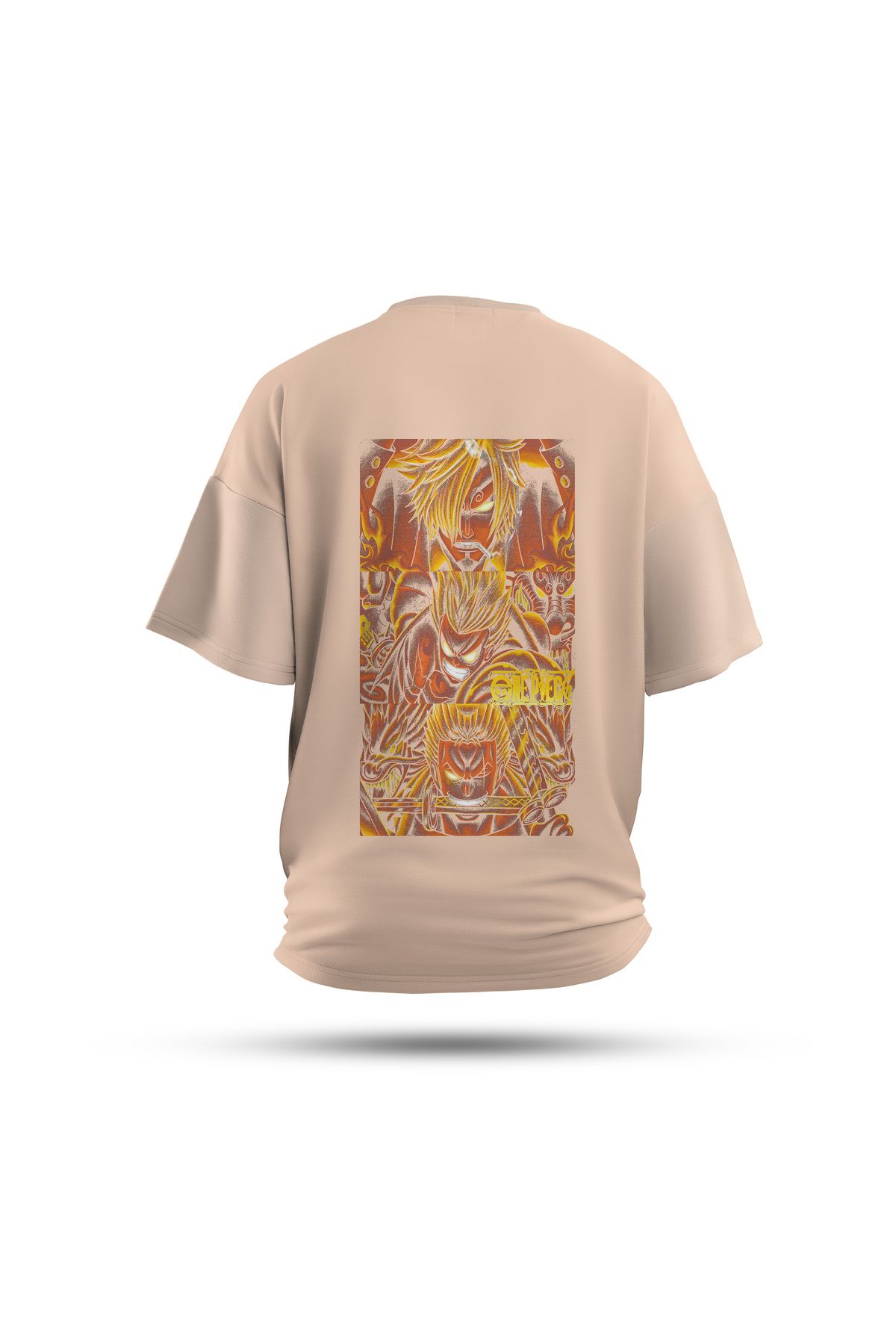 Zestia Unisex T-Shirt, One Piece Zoro Anime Sırt Baskılı, Regular, %100 Pamuk, Krem T-Shirt No: 00151