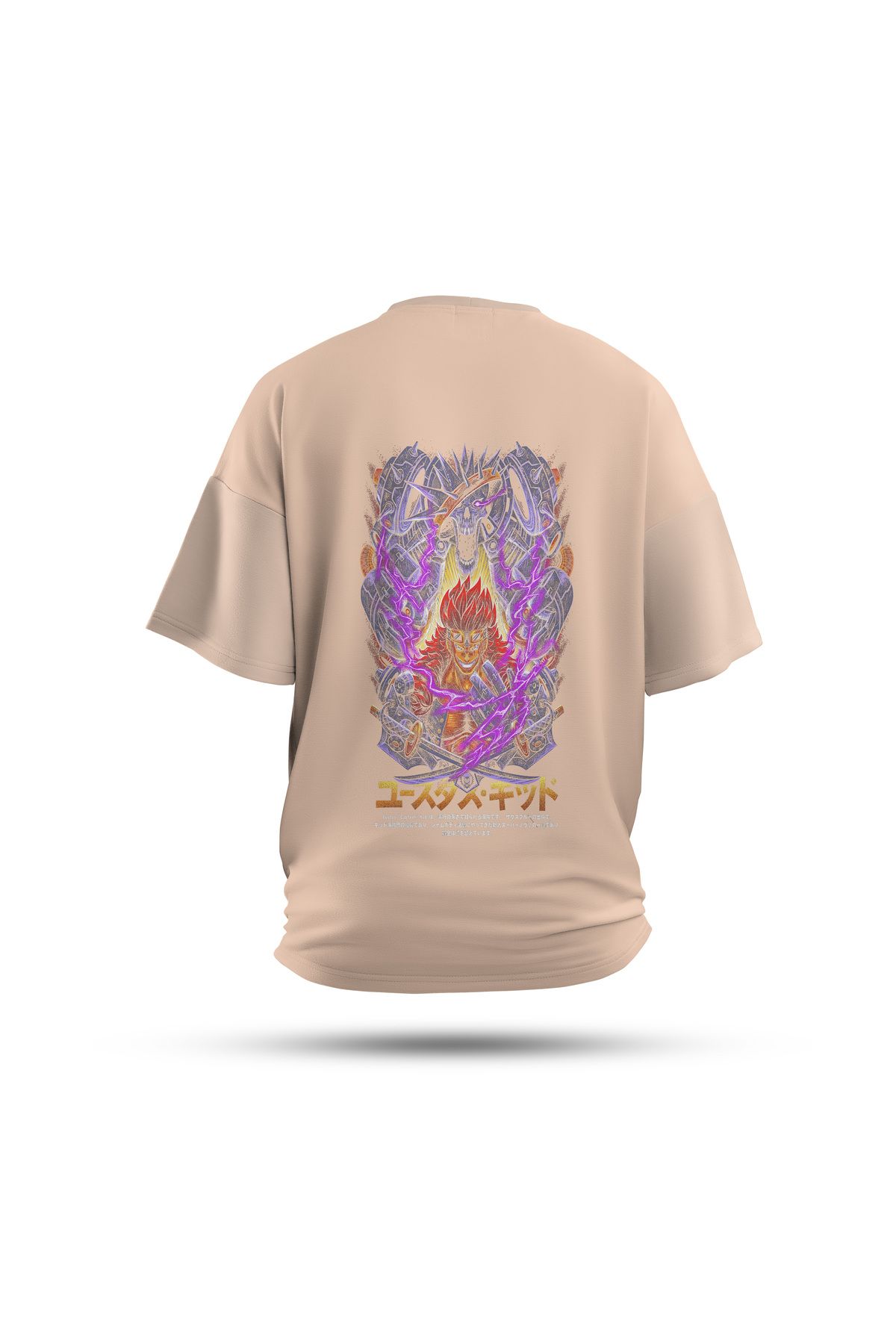 Zestia Unisex T-Shirt, One Piece Anime Sırt Baskılı, Regular, %100 Pamuk, Krem T-Shirt No: 00150