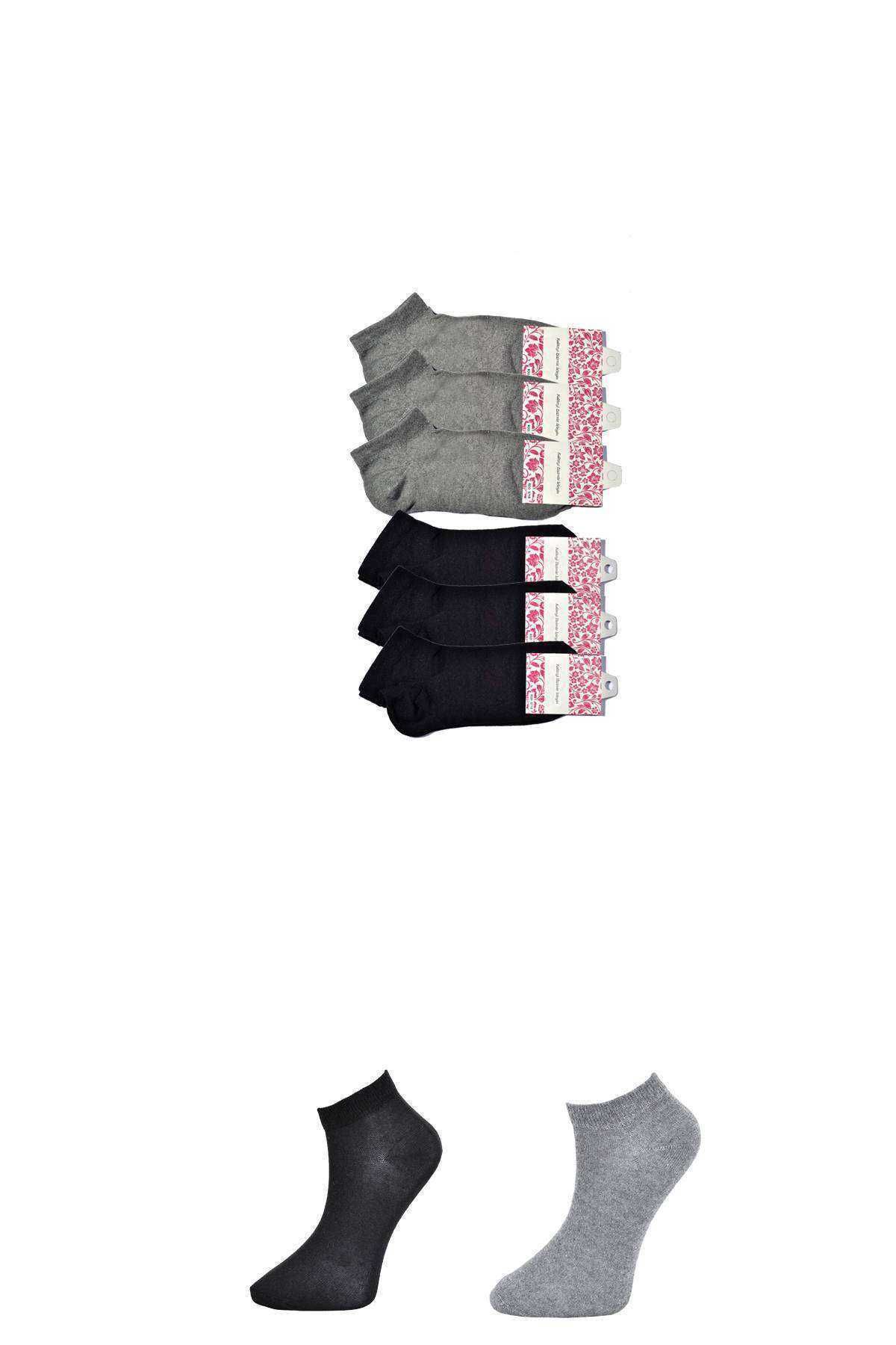 Shop58 Siyah ve Gri Kadın Bilek Çorap 6 çift