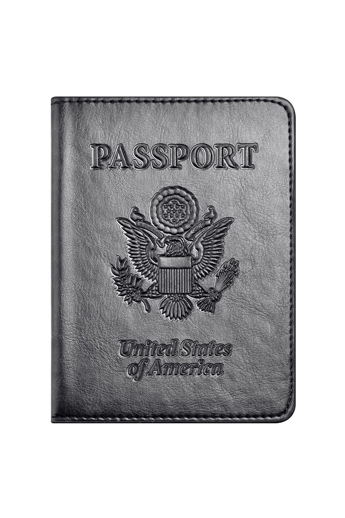 Emperium AMERİKA USA KAPAKLI SUNİ DERİ PASAPORT KILIFI CÜZDANI (RFID ENGELLEYİCİ) (5122)