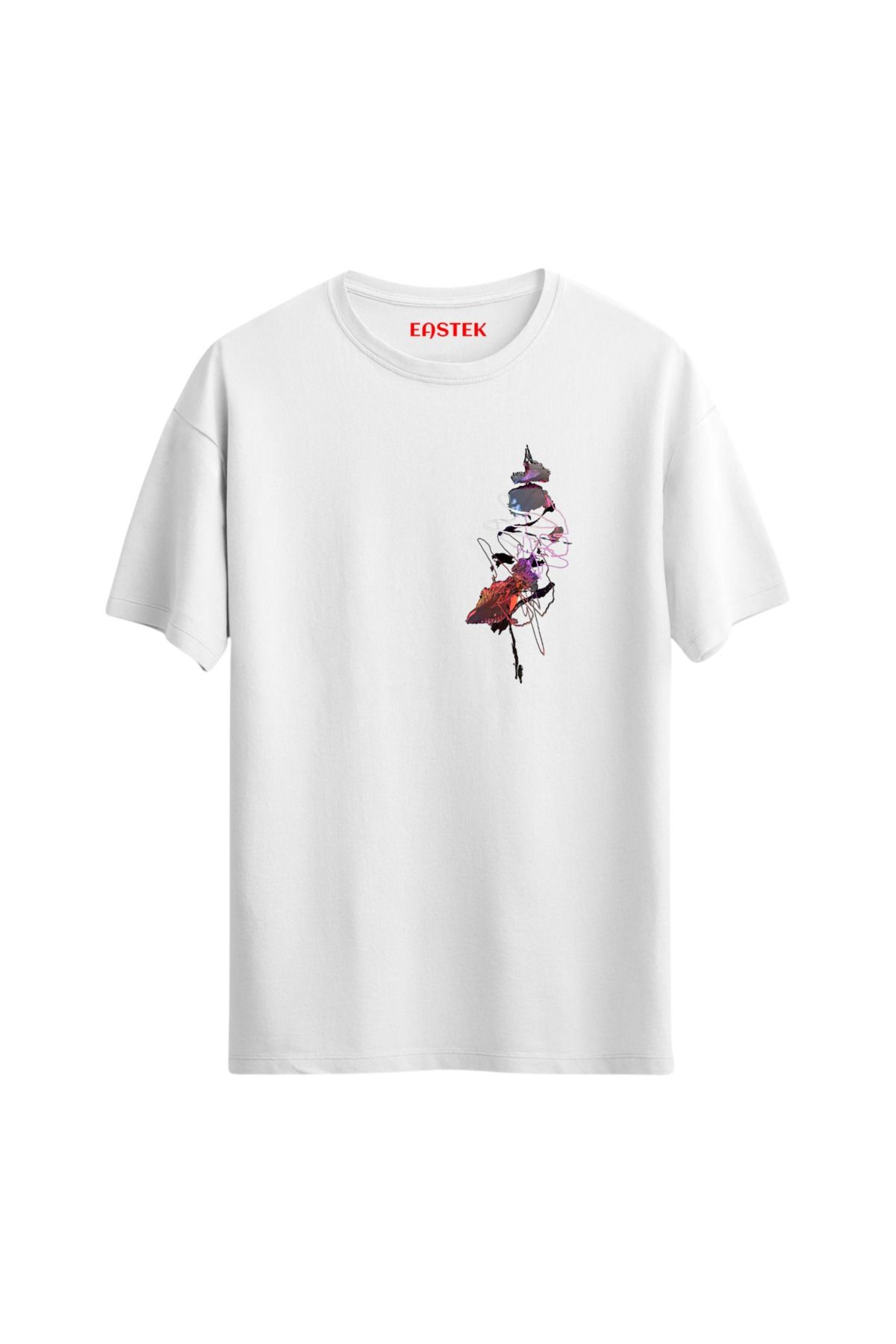 Eastek Abstract Line Minimal Baskılı Tasarım T-Shirt