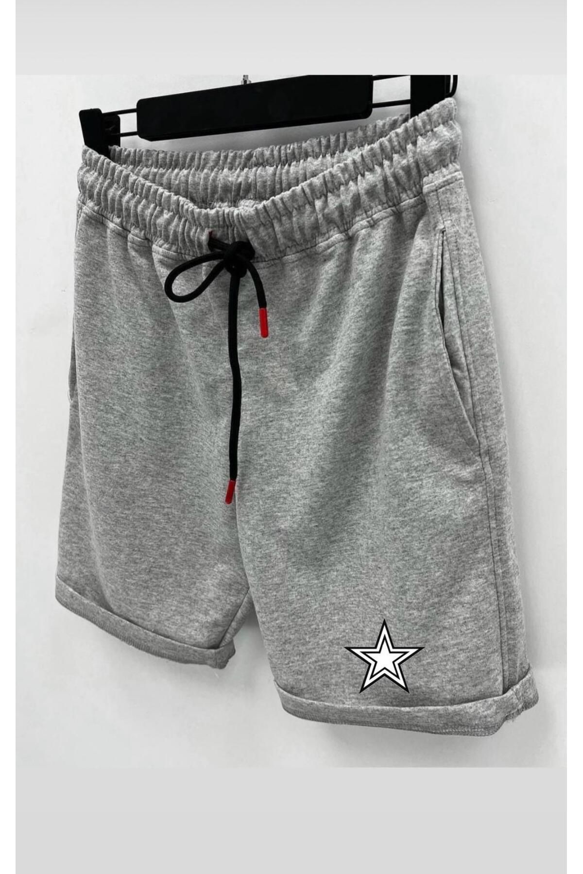 woonkey UNISEX BEL LASTİKLİ GRİ YAZLIK TREND ŞORT