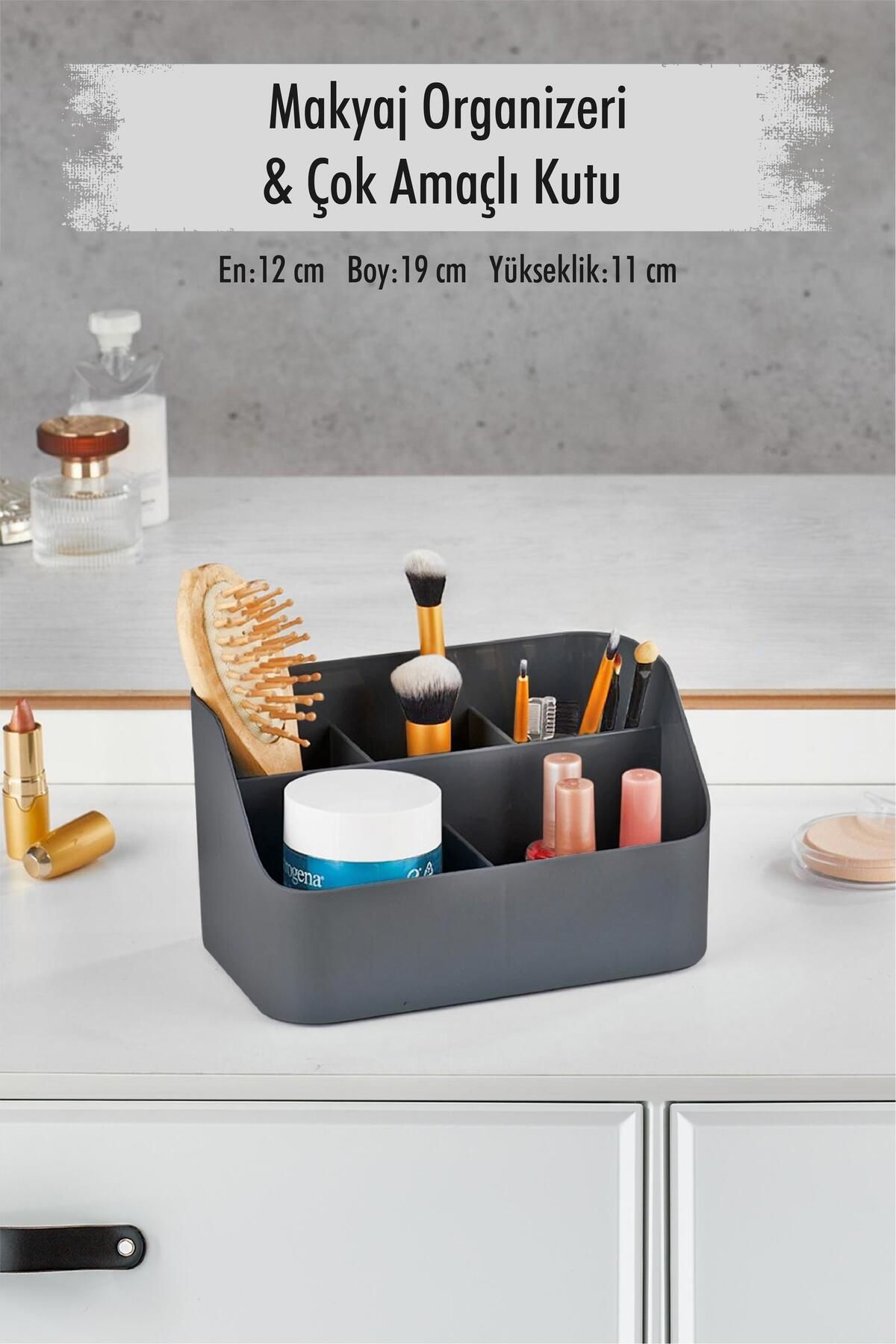 Shop58 Füme Makyaj Kutusu & Kozmetik Organizeri & Çok Amaçlı Kutu