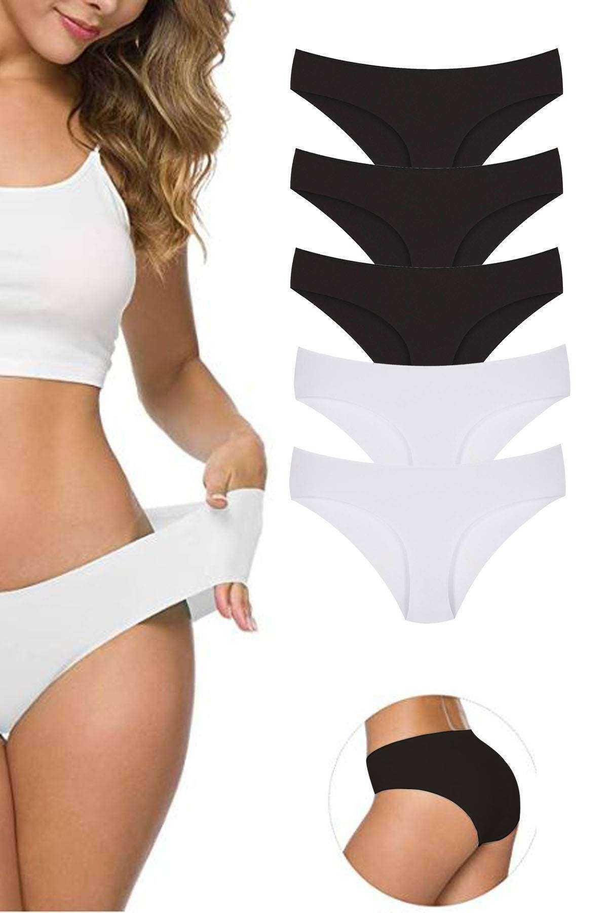 Shop58 5 Adet Kadın Dikişsiz Lazer Kesim Esnek İz yapmayan Külot S1