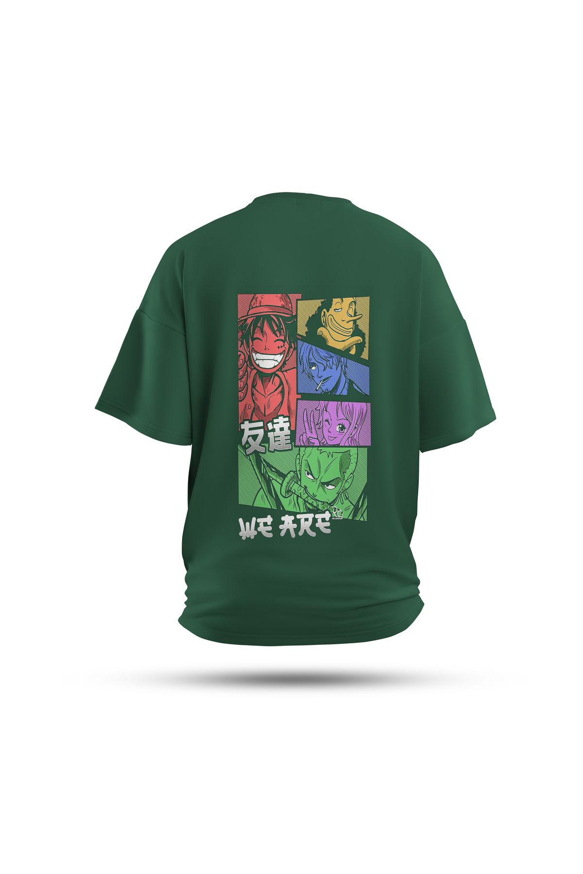 Zestia Unisex T-Shirt, One Piece Anime Sırt Baskılı, Regular, %100 Pamuk, Yeşil T-Shirt No: 00143