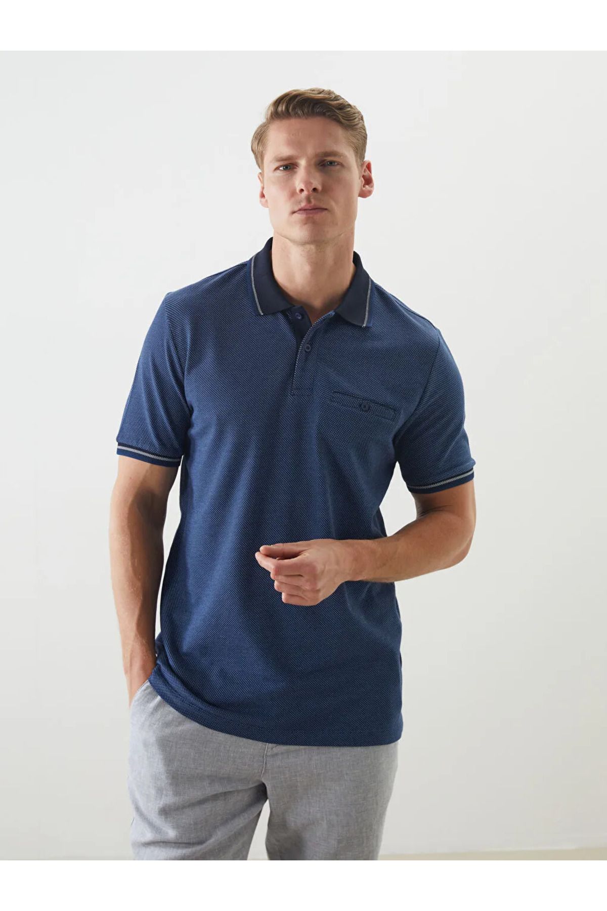 LC Waikiki LCWAIKIKI Classic Lacivert Polo Yaka Erkek Tişört