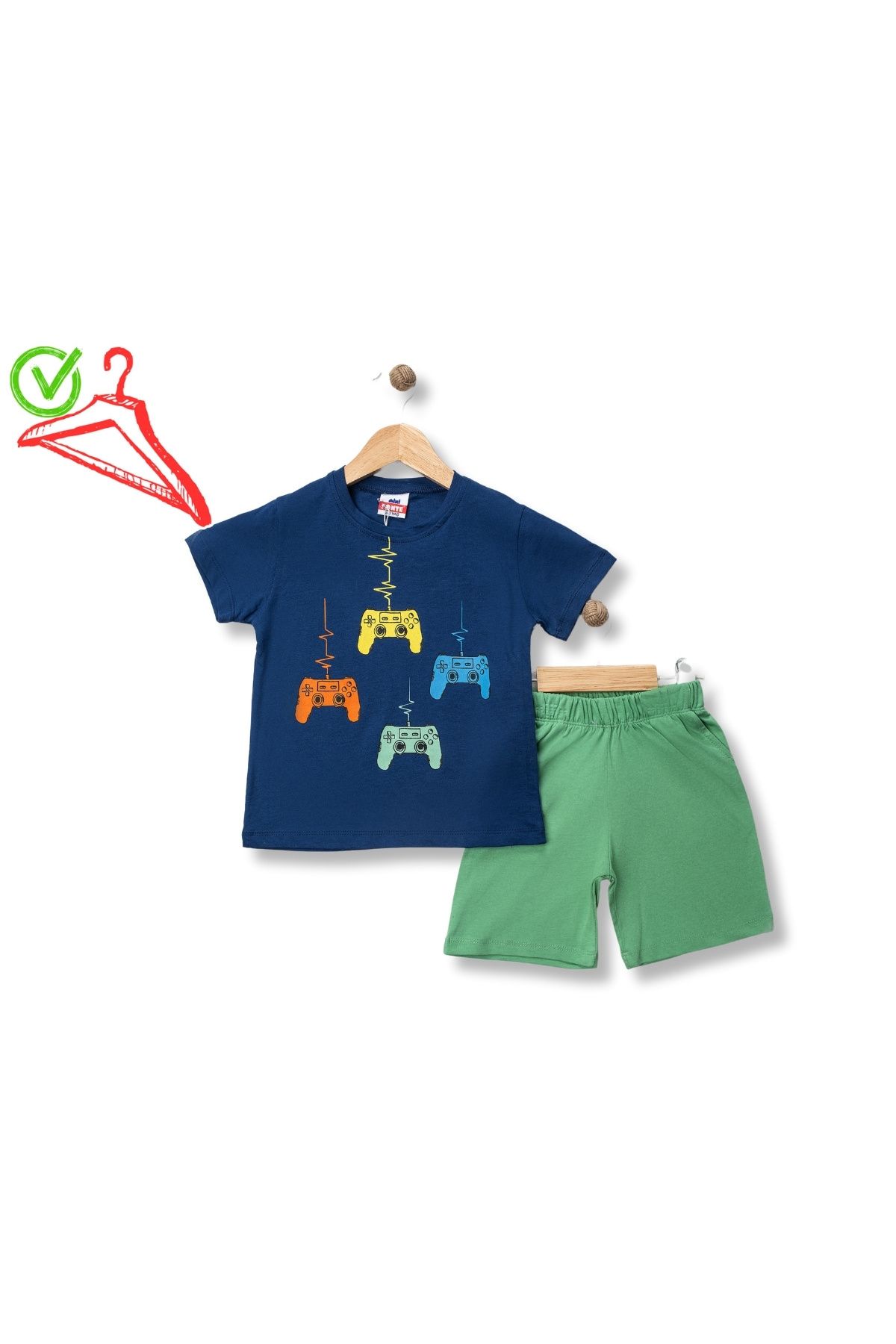 mini fonte kids Erkek çocuk şortlu takım mavi renkli 2 yaş