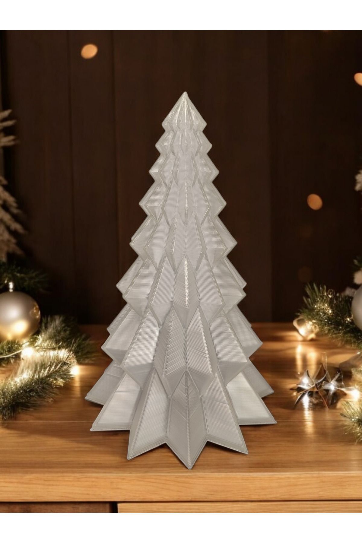 teknotrust Yılbaşı Süsü Noel Çam Ağacı Dekoratif Obje Transparan Şeffaf 16 Cm