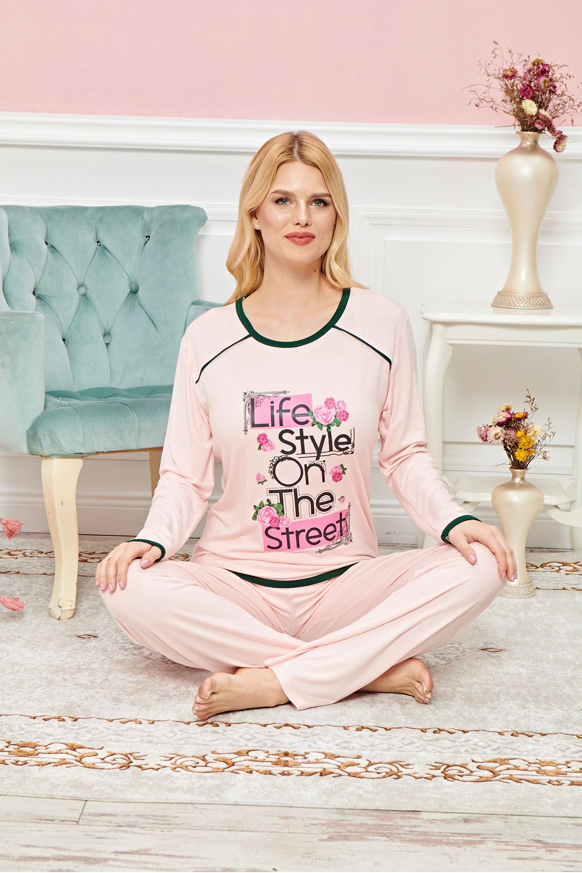 Shop58 Uzun Kollu Pijama Takımı Model no 7613
