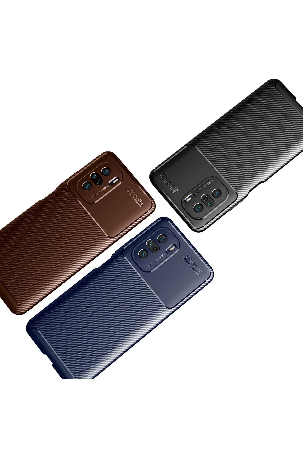 NewFace Xiaomi Poco F3 Kılıf Auto Focus Karbon Kapak - Lacivert NRMSA