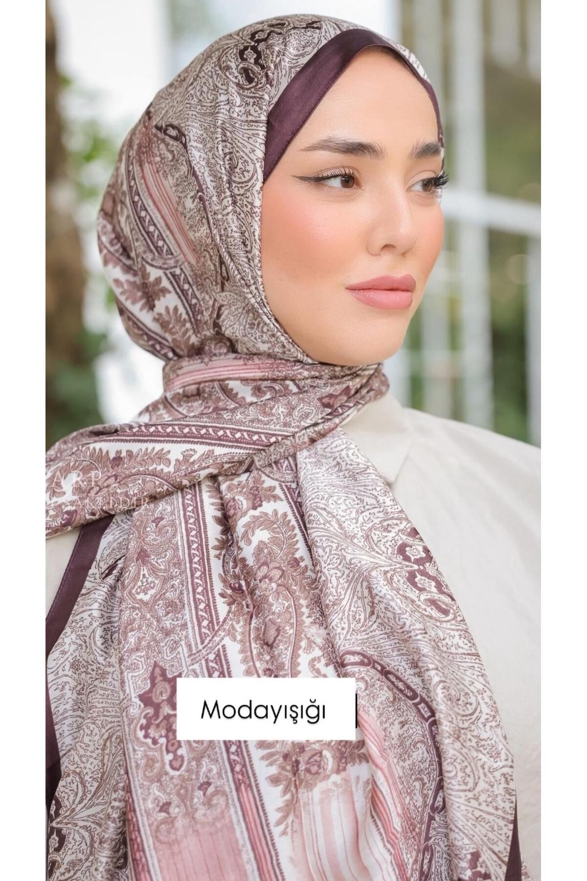 modayışığı Bordo Kahve Vual İpek