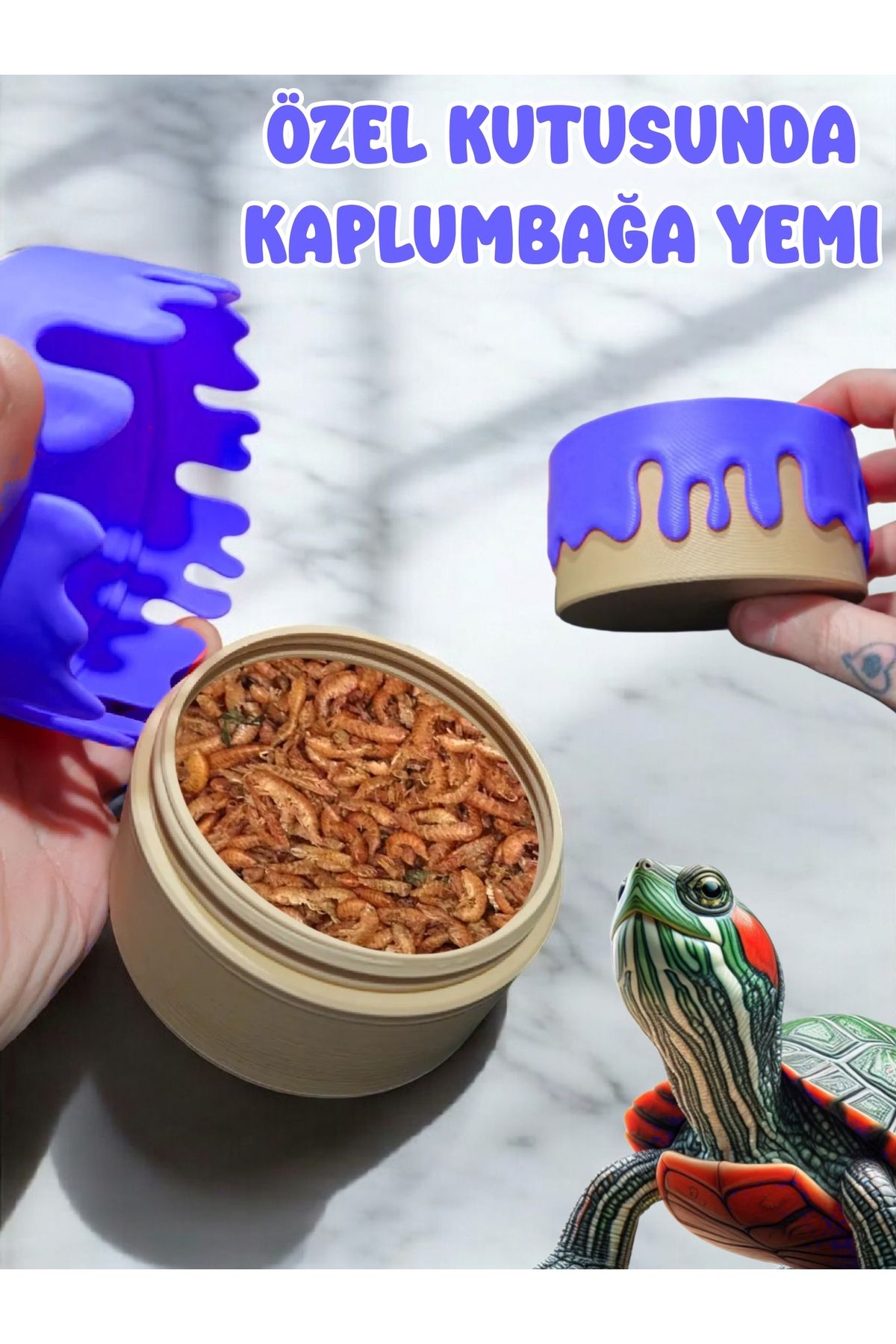 H×UUNG Kutulu Kurutulmuş Gammarus Karides Kaplumbağa Yemi , Balık Yemi ( Mor - Renk ) 20 GR