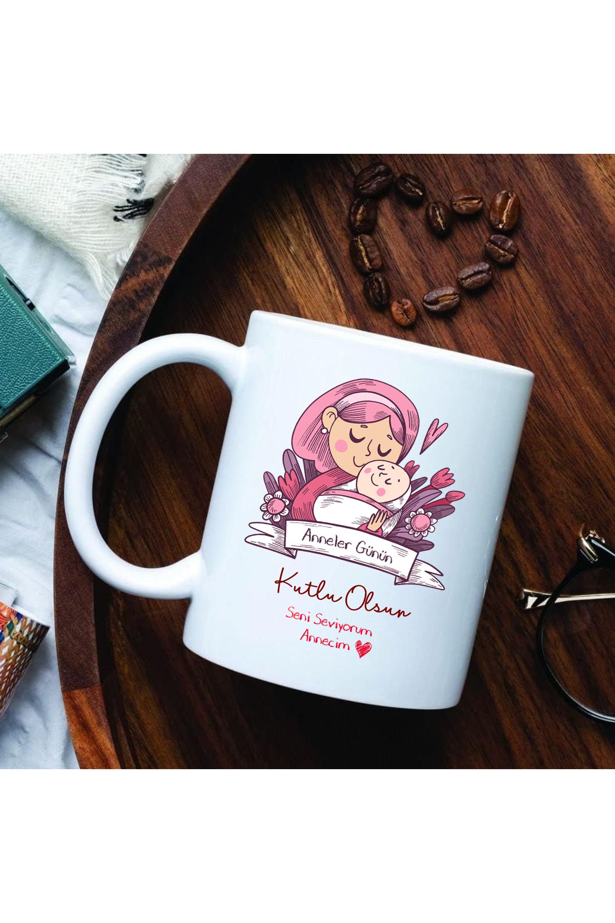 Cups Art Anneler Günü Hediyesi Özel Tasarım Çift Yön Baskılı 1. Kalite Porselen Kupa Bardak