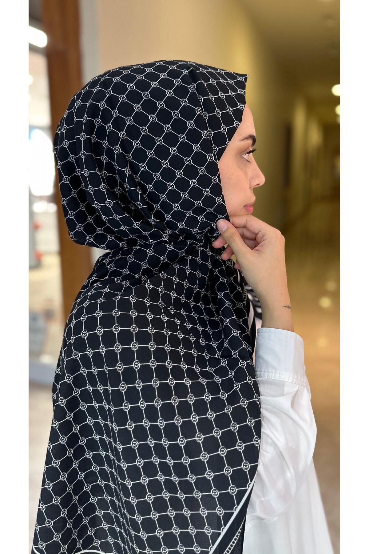 modayışığı Monogram Siyah Şal