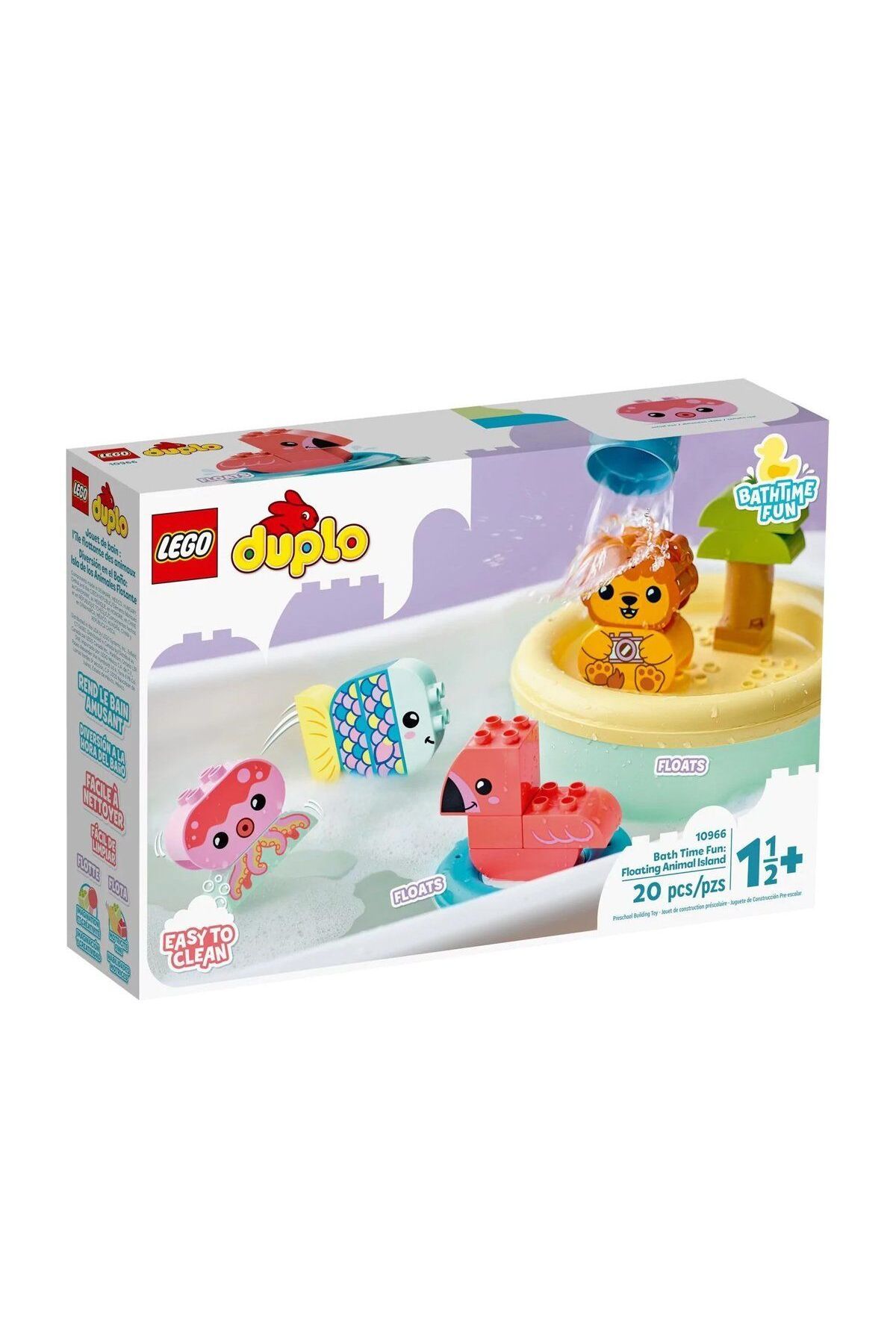 TimeStart 10966 Eğitici Oyuncak ® Duplo® Banyo Zamanı Eğlencesi: Yüzen Hayvan Adası, 20 parça, +1,5 yaş