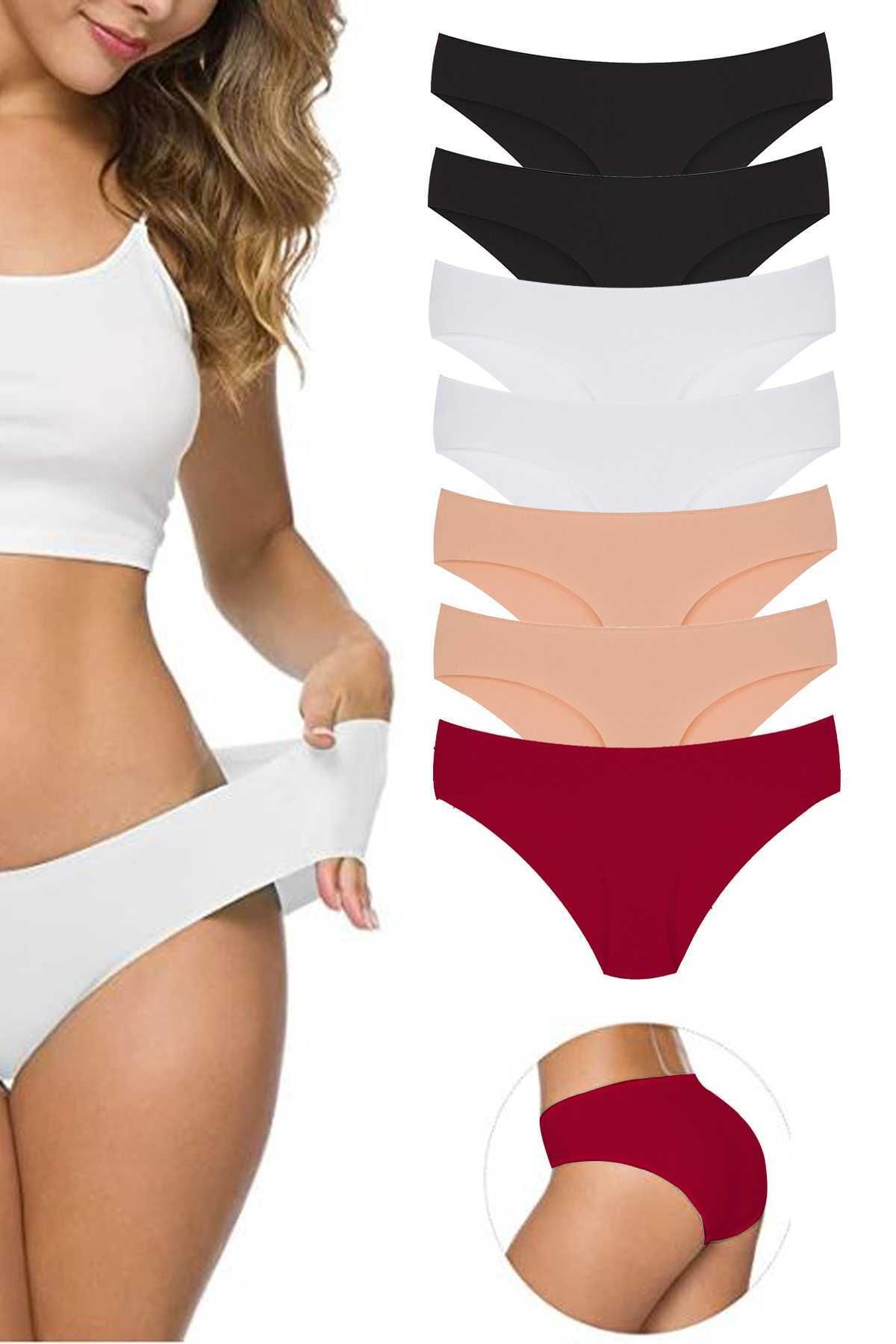 Shop58 7 Adet Kadın Dikişsiz Lazer Kesim Esnek İz yapmayan Külot S11