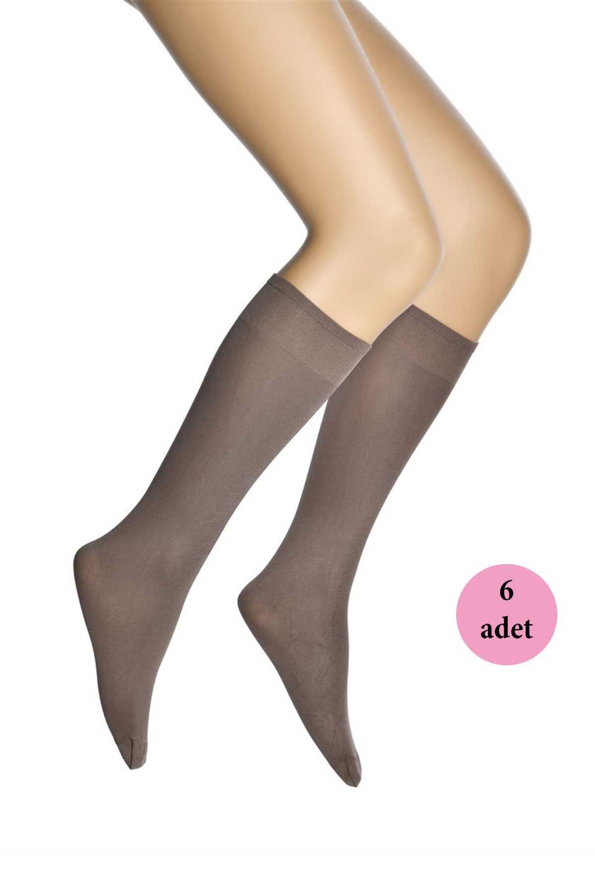 Shop58 6 Adet Mikro 70 Dizaltı Kadın Çorap Vizon 86