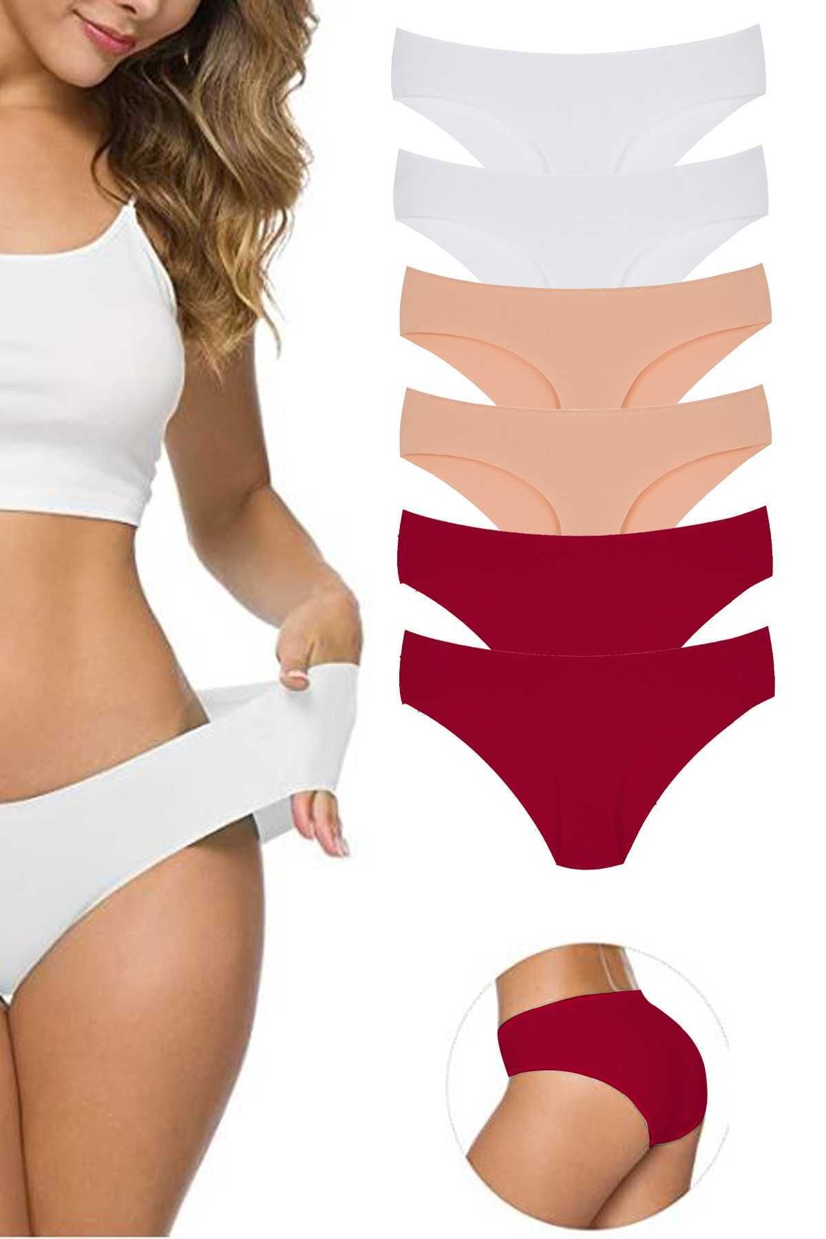 Shop58 6 Adet Kadın Dikişsiz Lazer Kesim Esnek İz yapmayan Külot S10