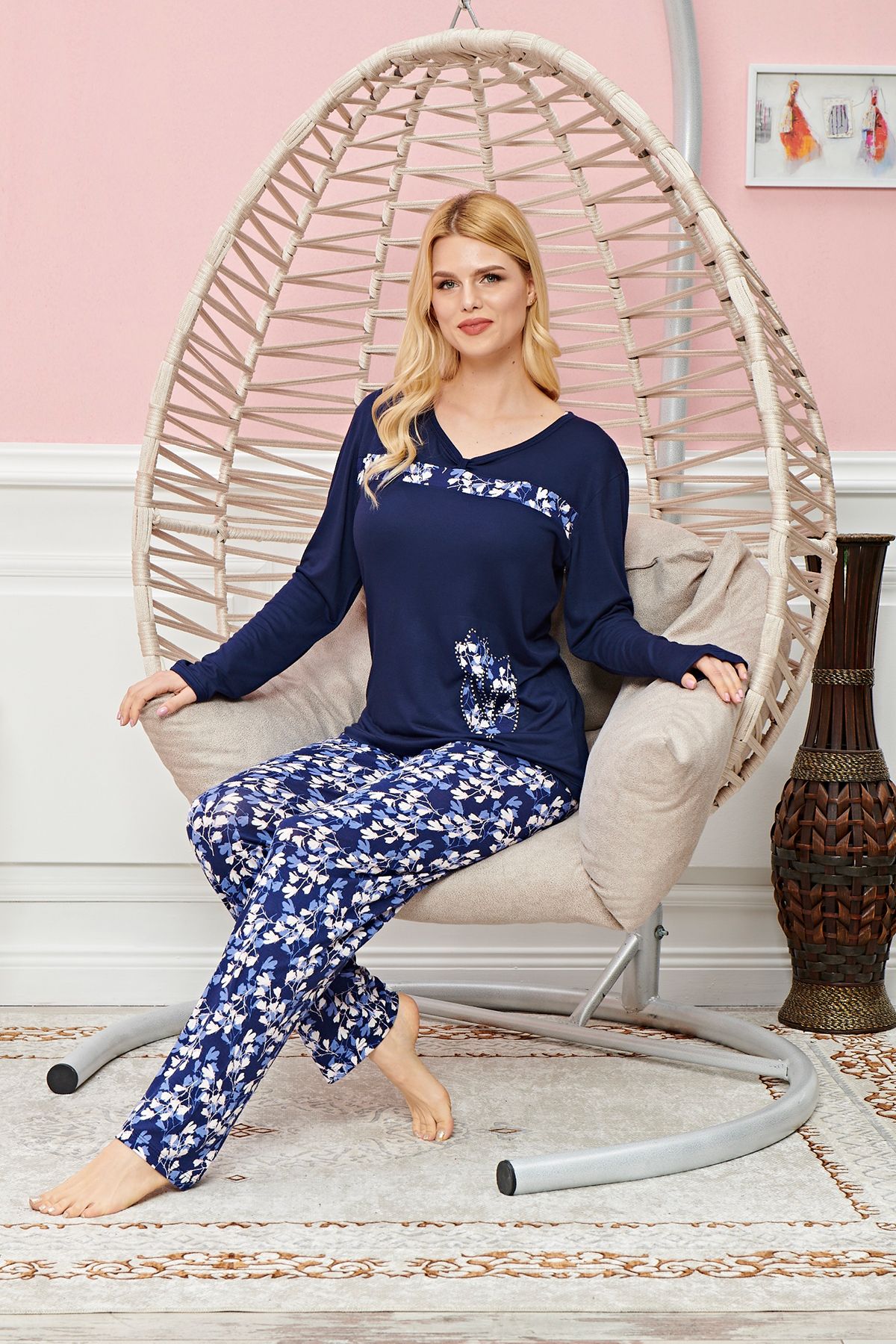 Shop58 Uzun Kollu Pijama Takımı Model no 7612