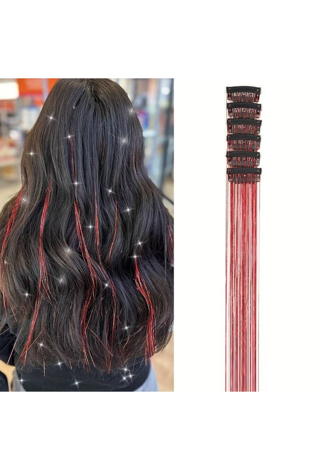MutluBiDünya 1 Adet Çıt Çıtlı Hair Tinsel Gelin Teli Saç Simi Aksesuarı