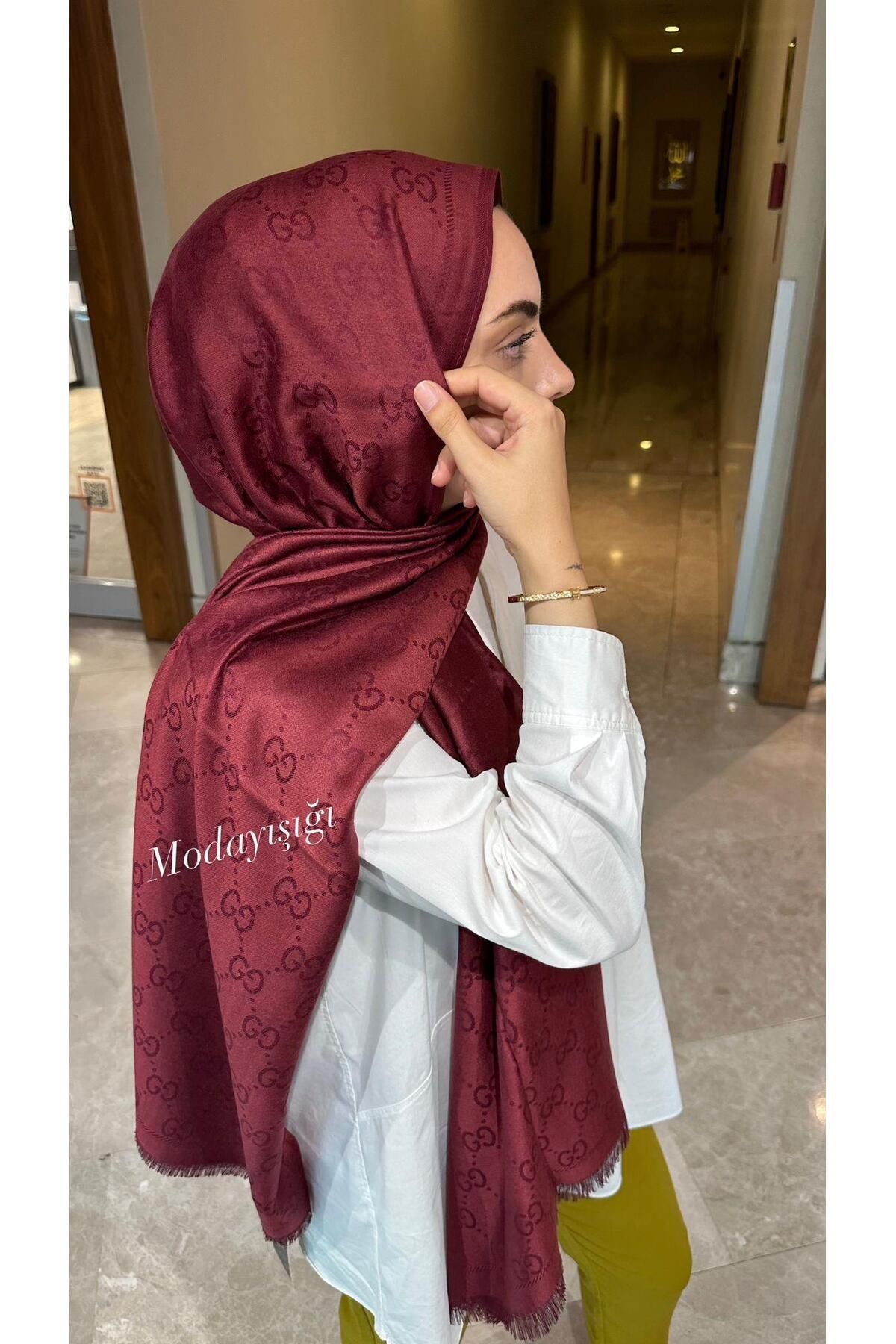 modayışığı G Marka Kaşmir Bordo Şal