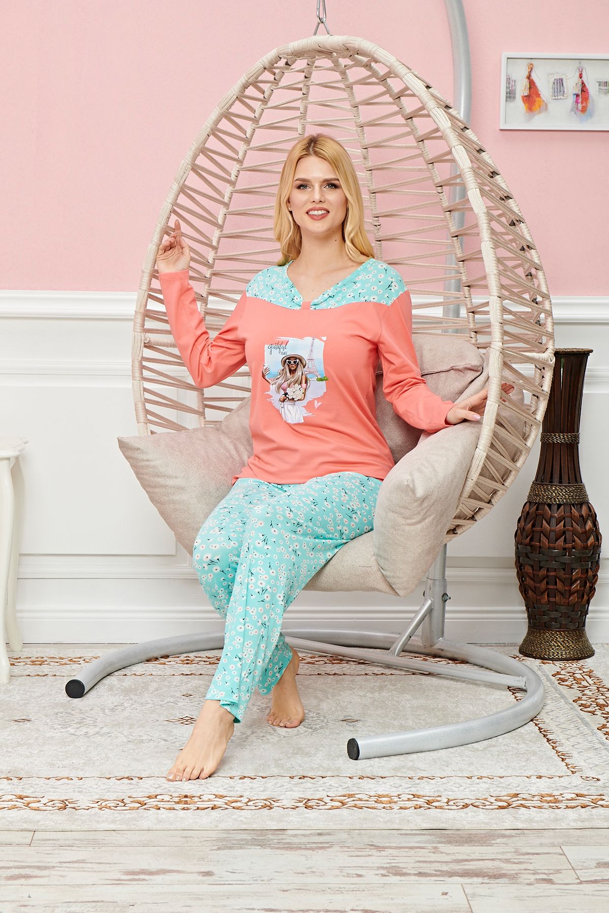Shop58 Uzun Kollu Pijama Takımı Model no 7620