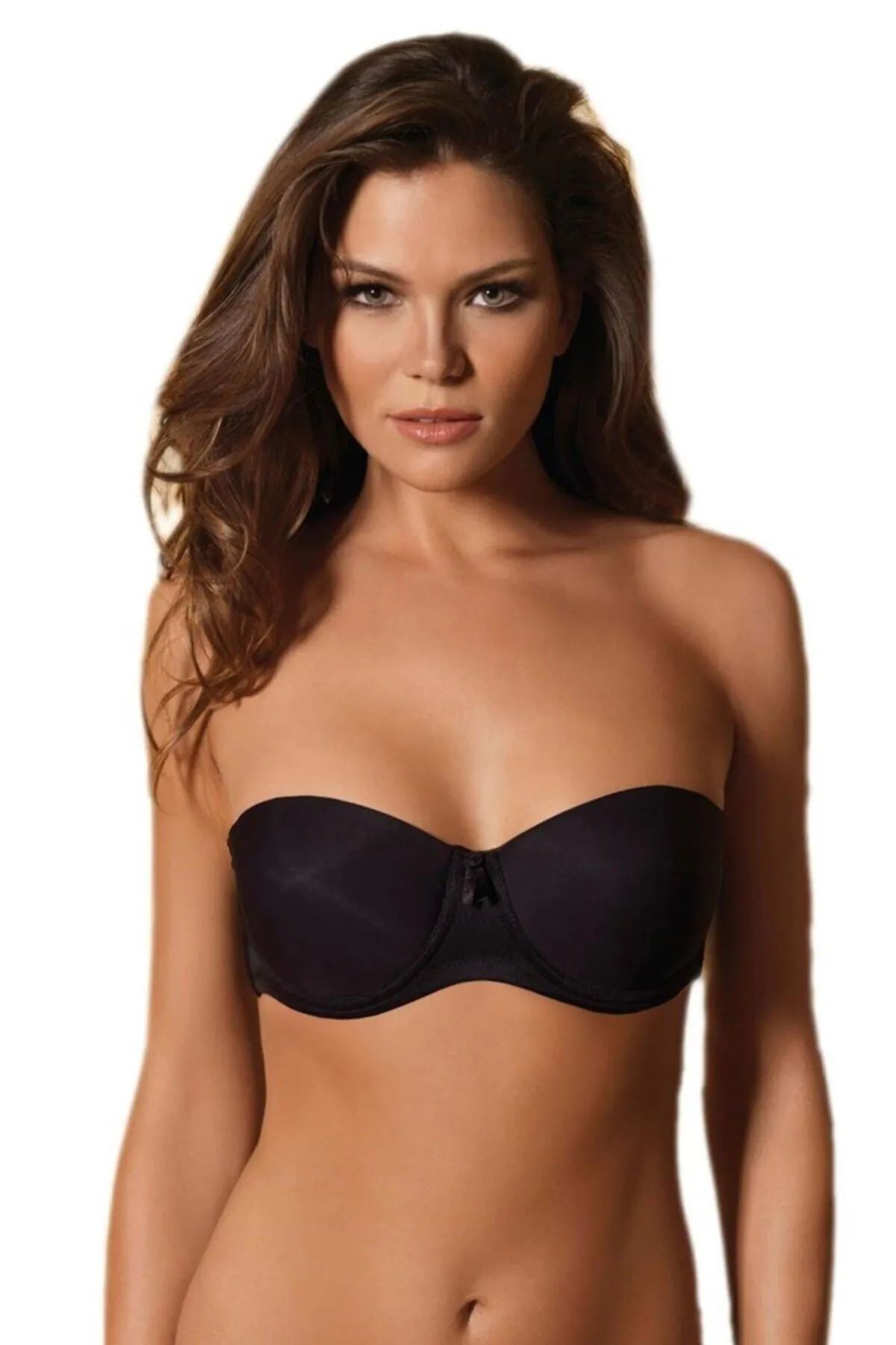 Shop58 Orkide Kadın Siyah Basic Dolgulu Cup Straplez Sırt Şeffaf Sütyen 2850