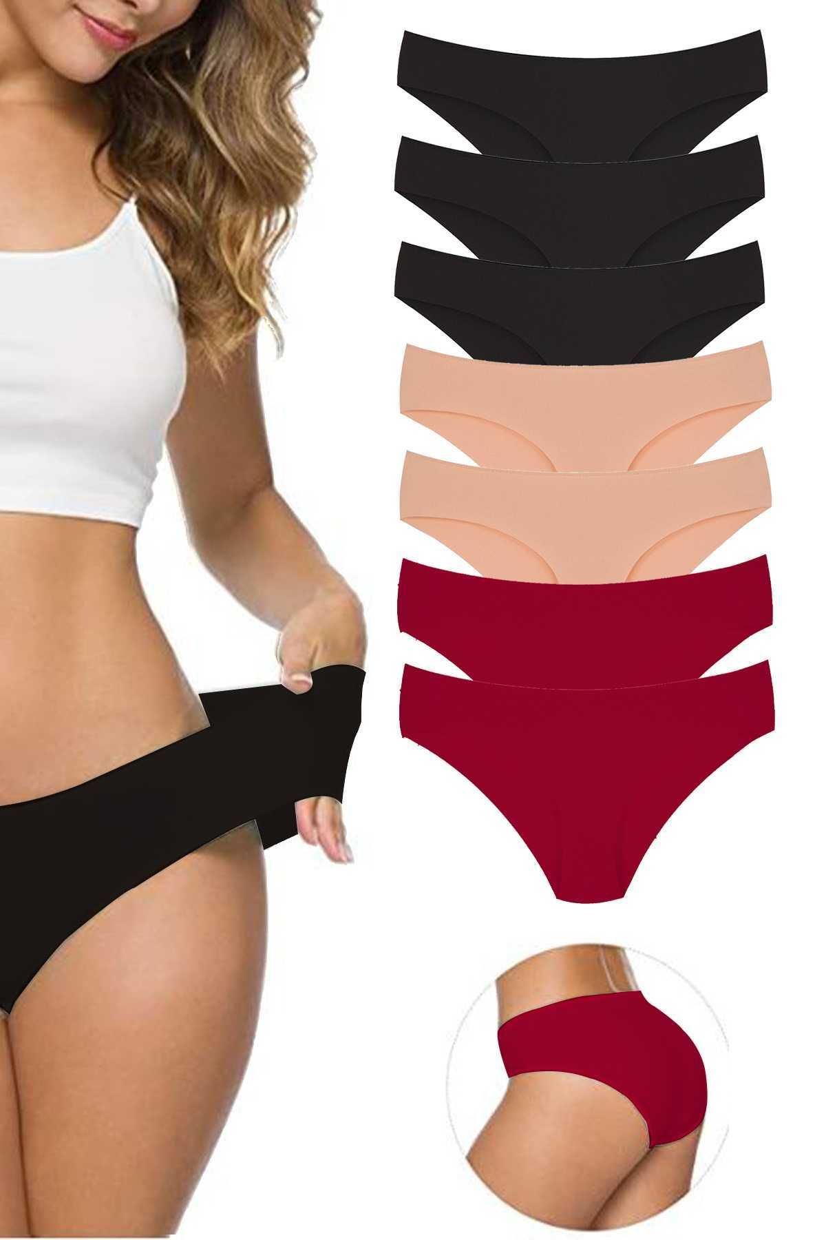 Shop58 7 Adet Kadın Dikişsiz Lazer Kesim Esnek İz yapmayan Külot S9