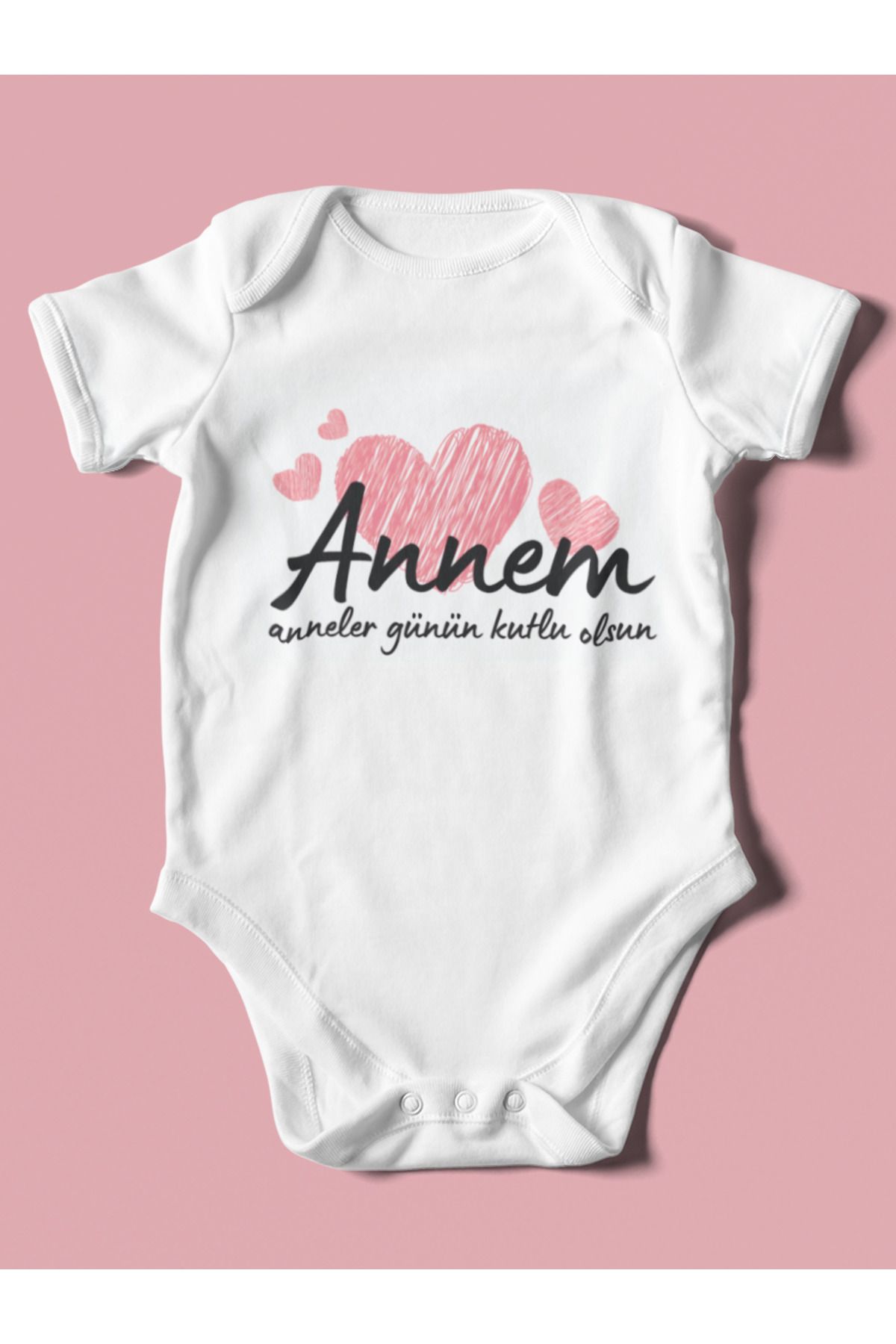 Levon Kalpli Anneler Günün Kutlu Olsun Anneciğim Baskılı Body %100 pamuk Bebek Zıbın